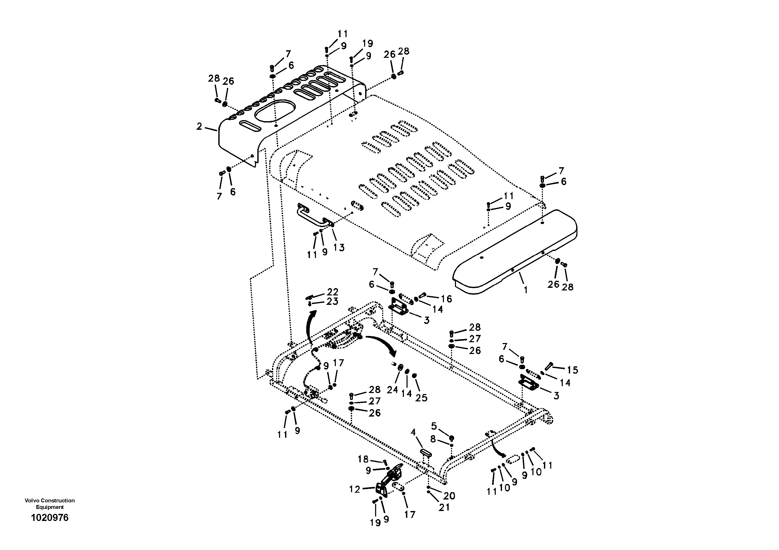 Cowl frame, cover and hood — volvo parts diagram