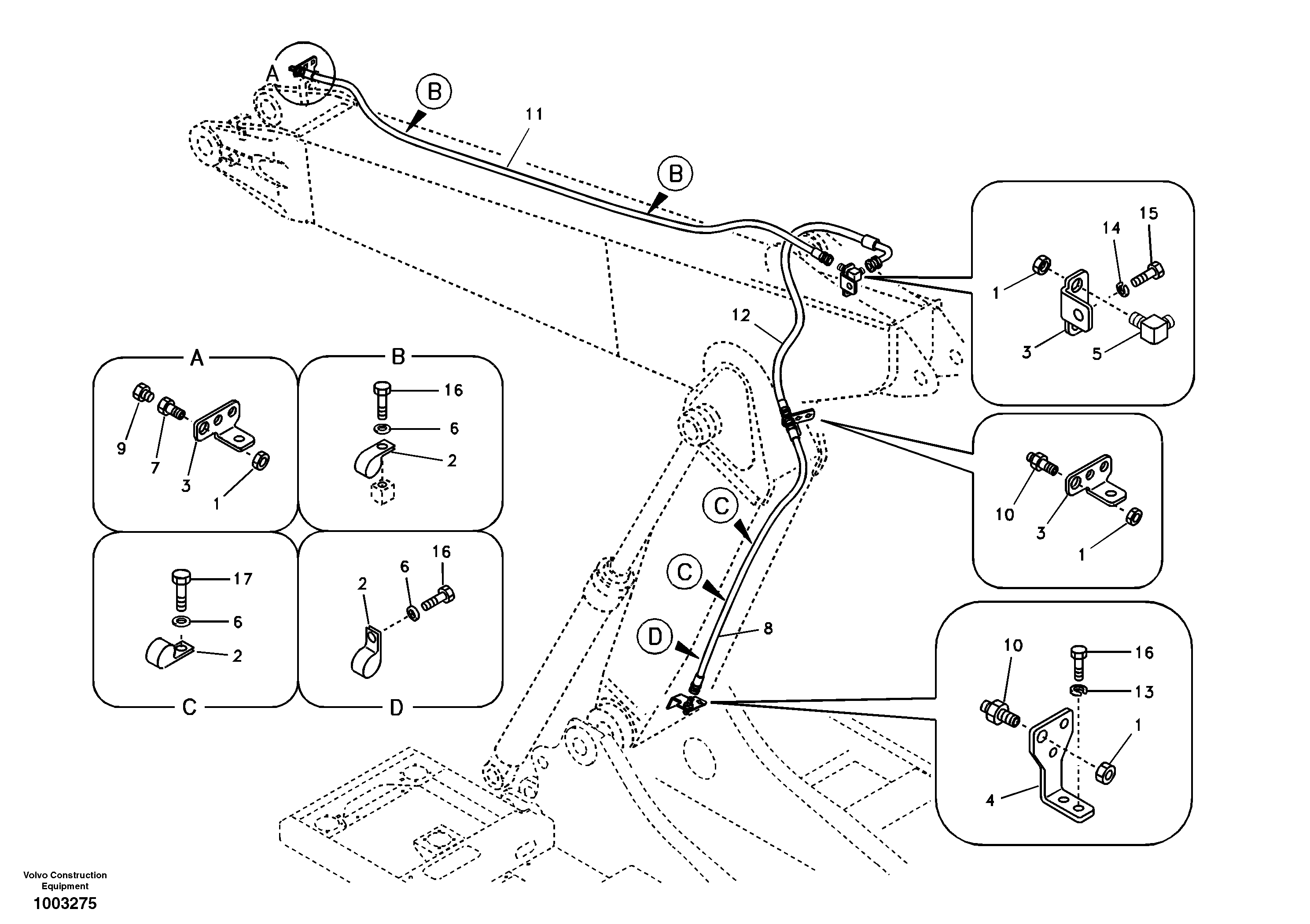 Working hydraulic, oil leak on adjustable boom — volvo parts diagram