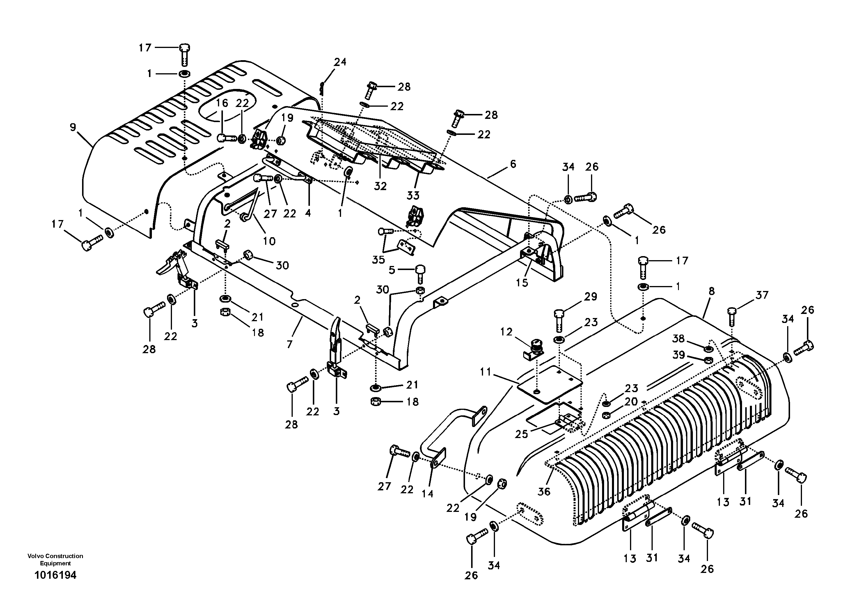 Cowl frame, cover and hood — volvo parts diagram