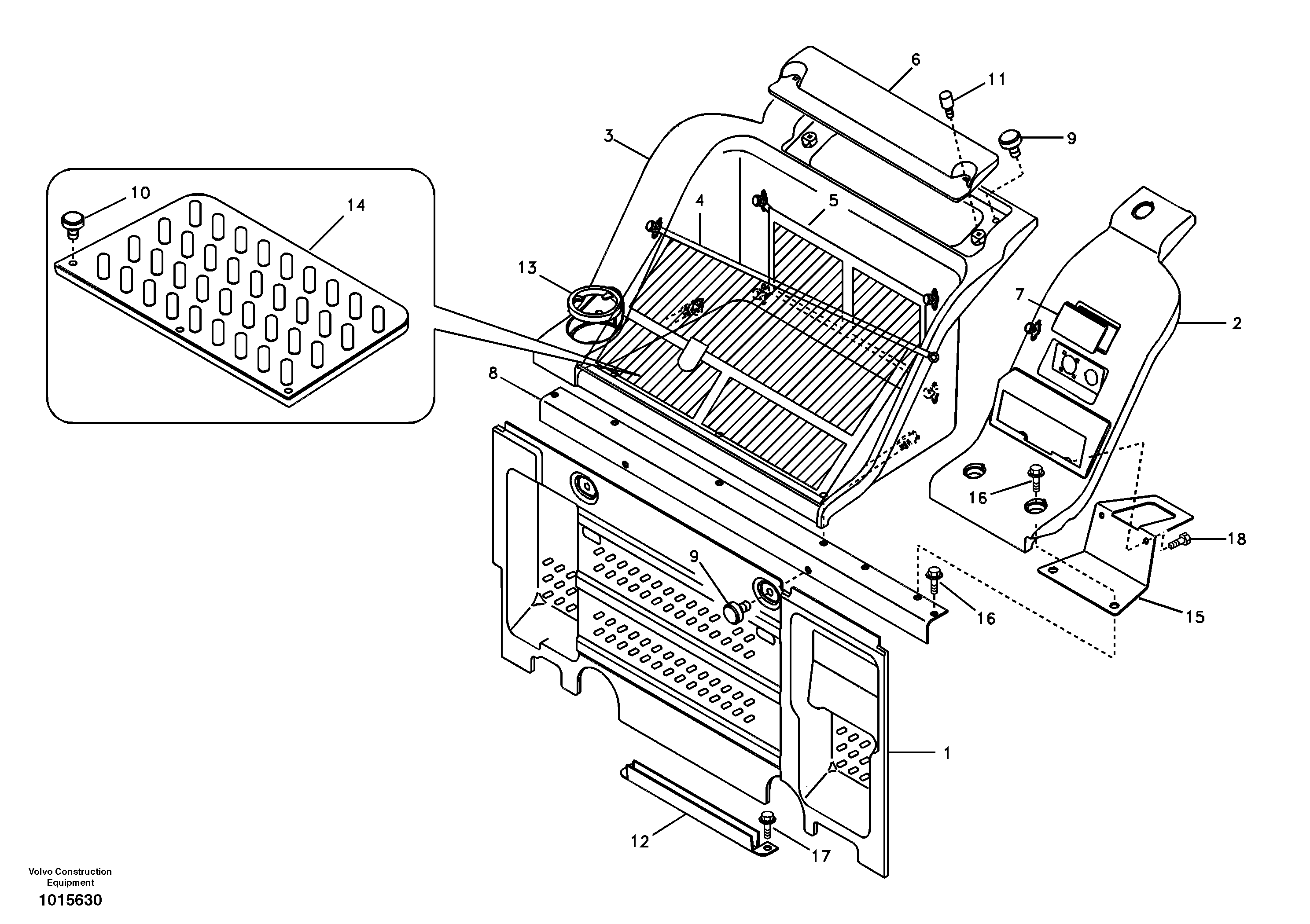 Instrument panel, radio panel — volvo parts diagram