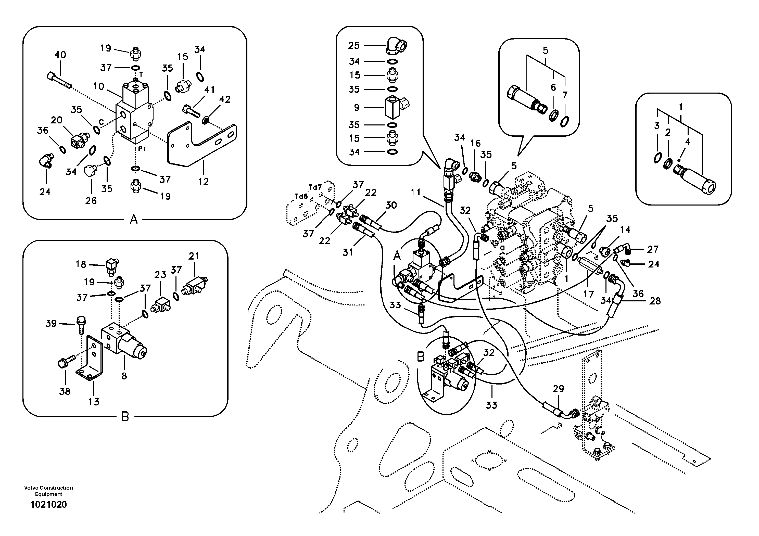 Working hydraulic, hammer and shear for 2nd pump flow — volvo parts diagram