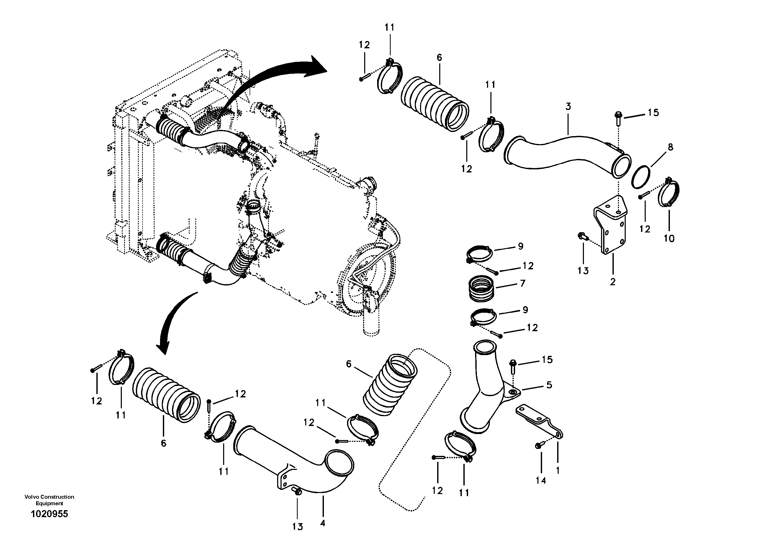 Charge air cooler, plumbing — volvo parts diagram