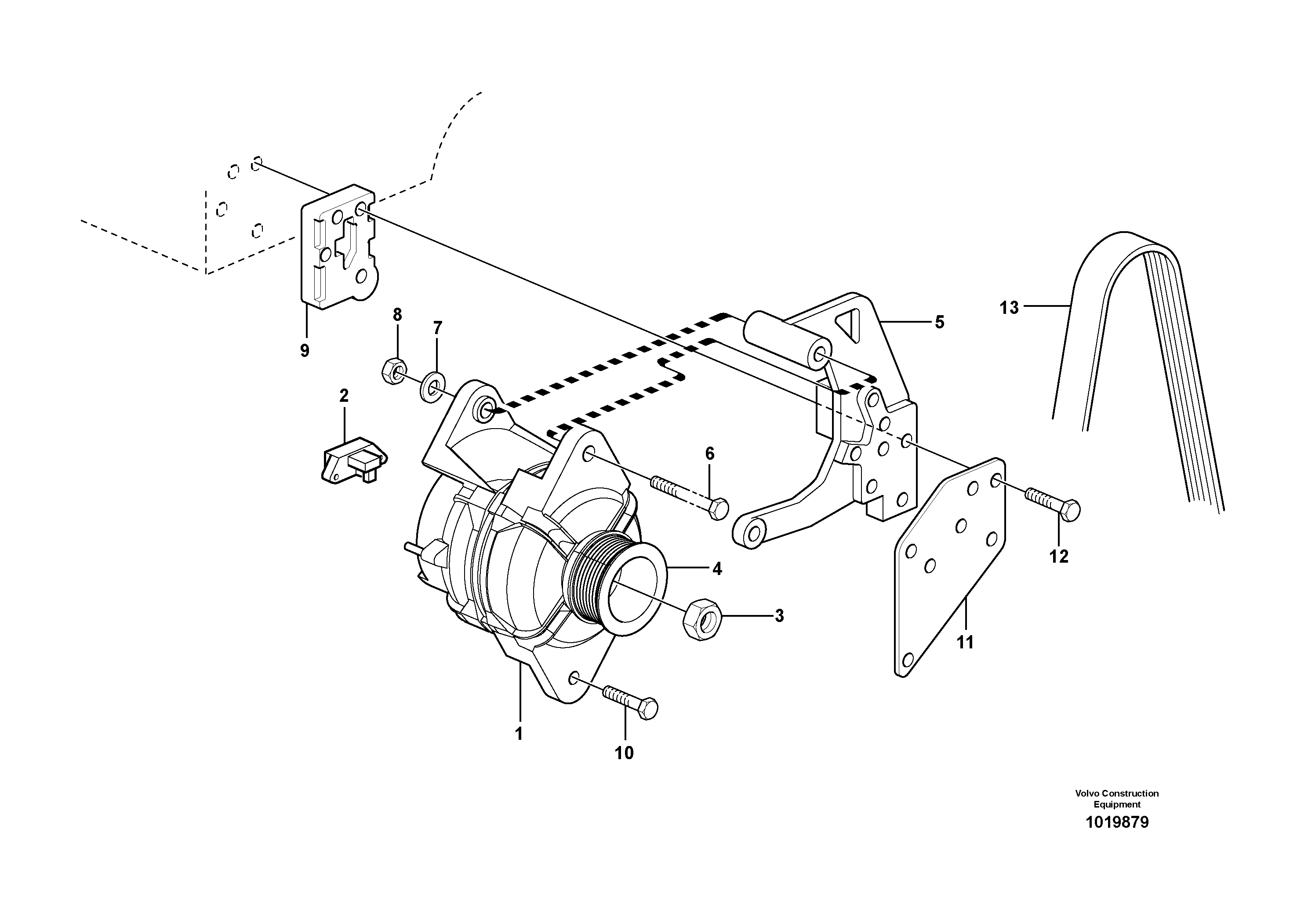 Alternator with assembling details — volvo parts diagram