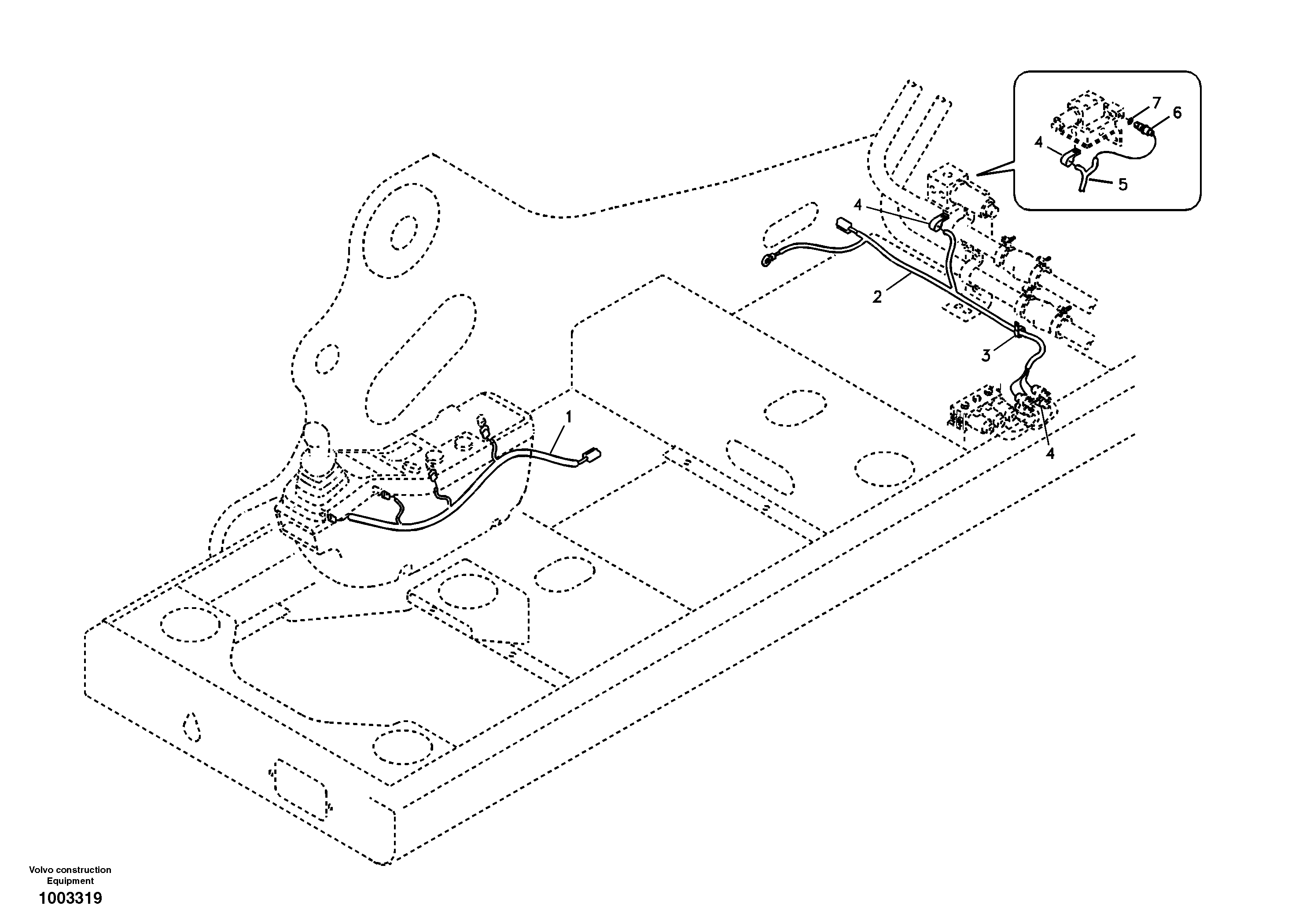 Cable and wire harness for clamshell bucket — volvo parts diagram