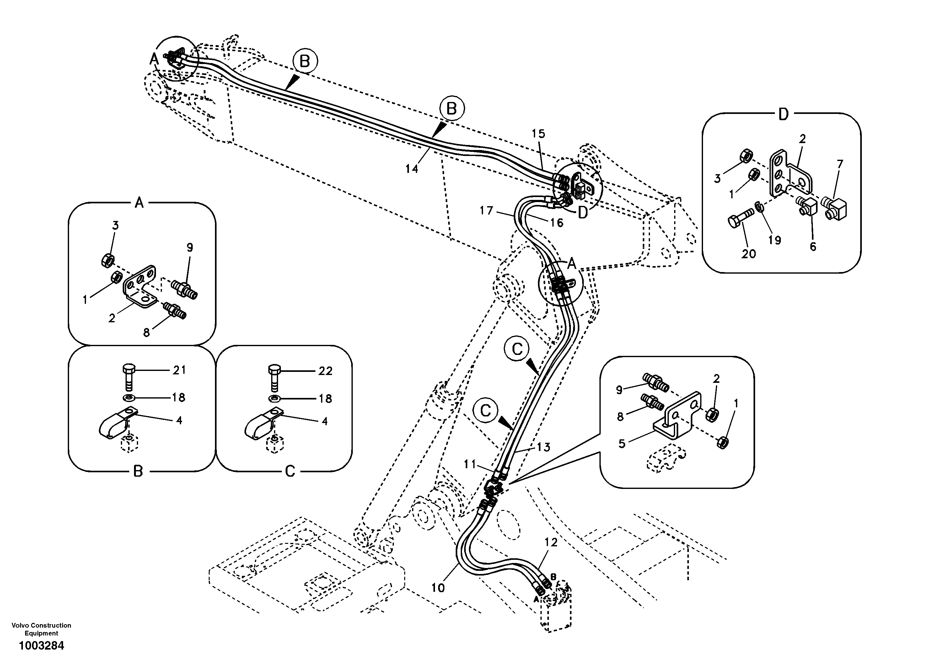 Working hydraulic, quickfit on adjustable boom — volvo parts diagram