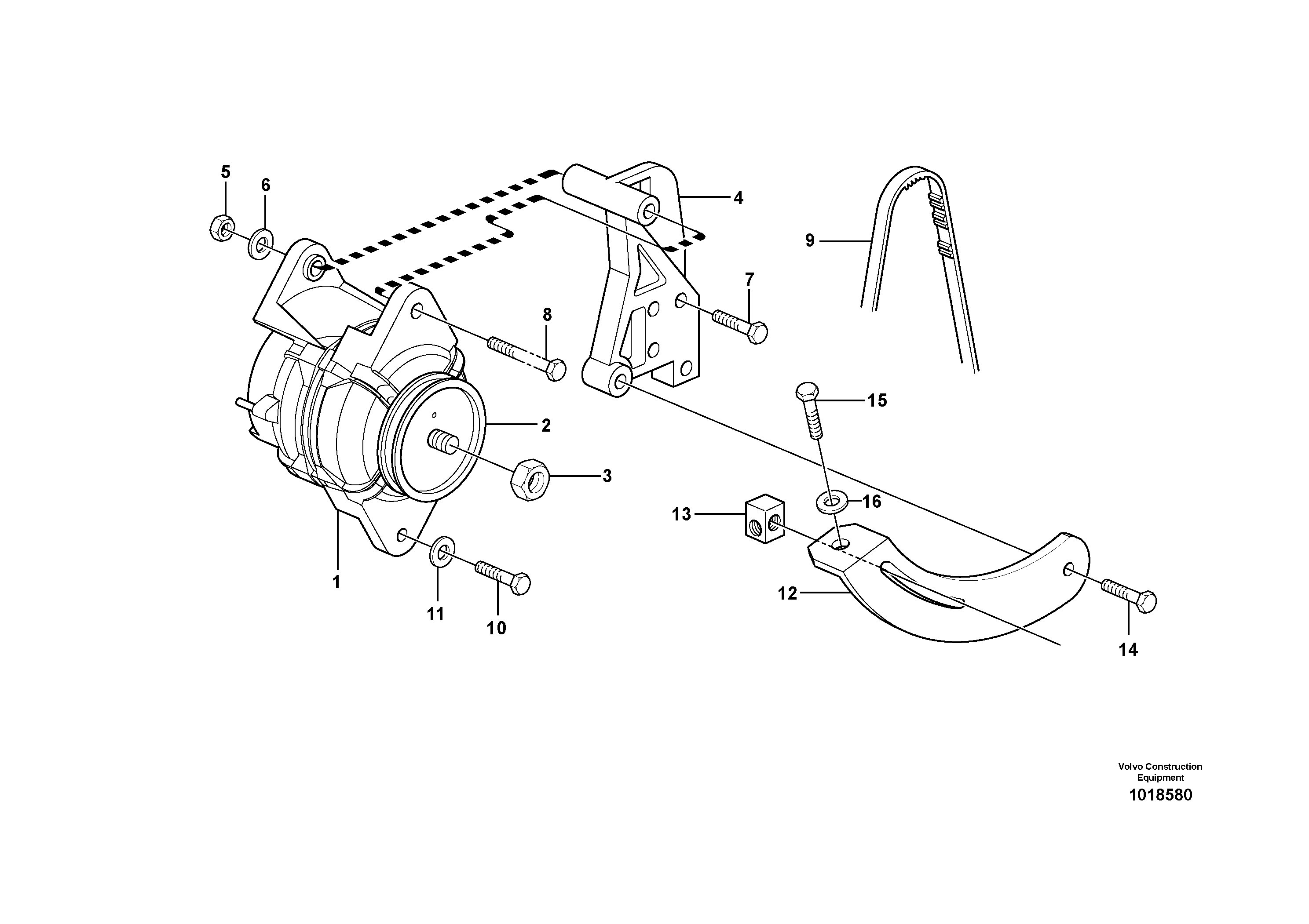 Alternator with assembling details  ENG S/N 946872 - — volvo parts diagram