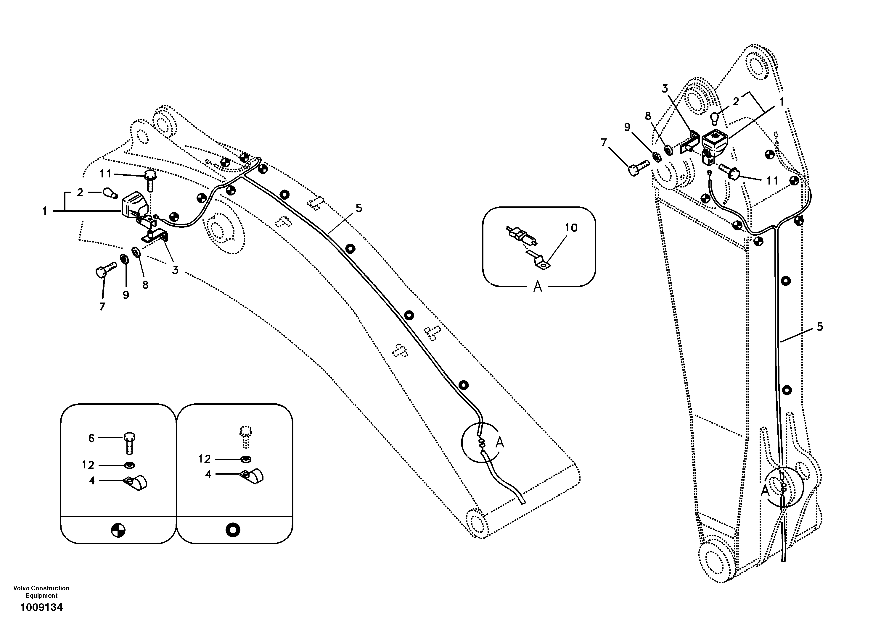 Working lamp on boom — volvo parts diagram