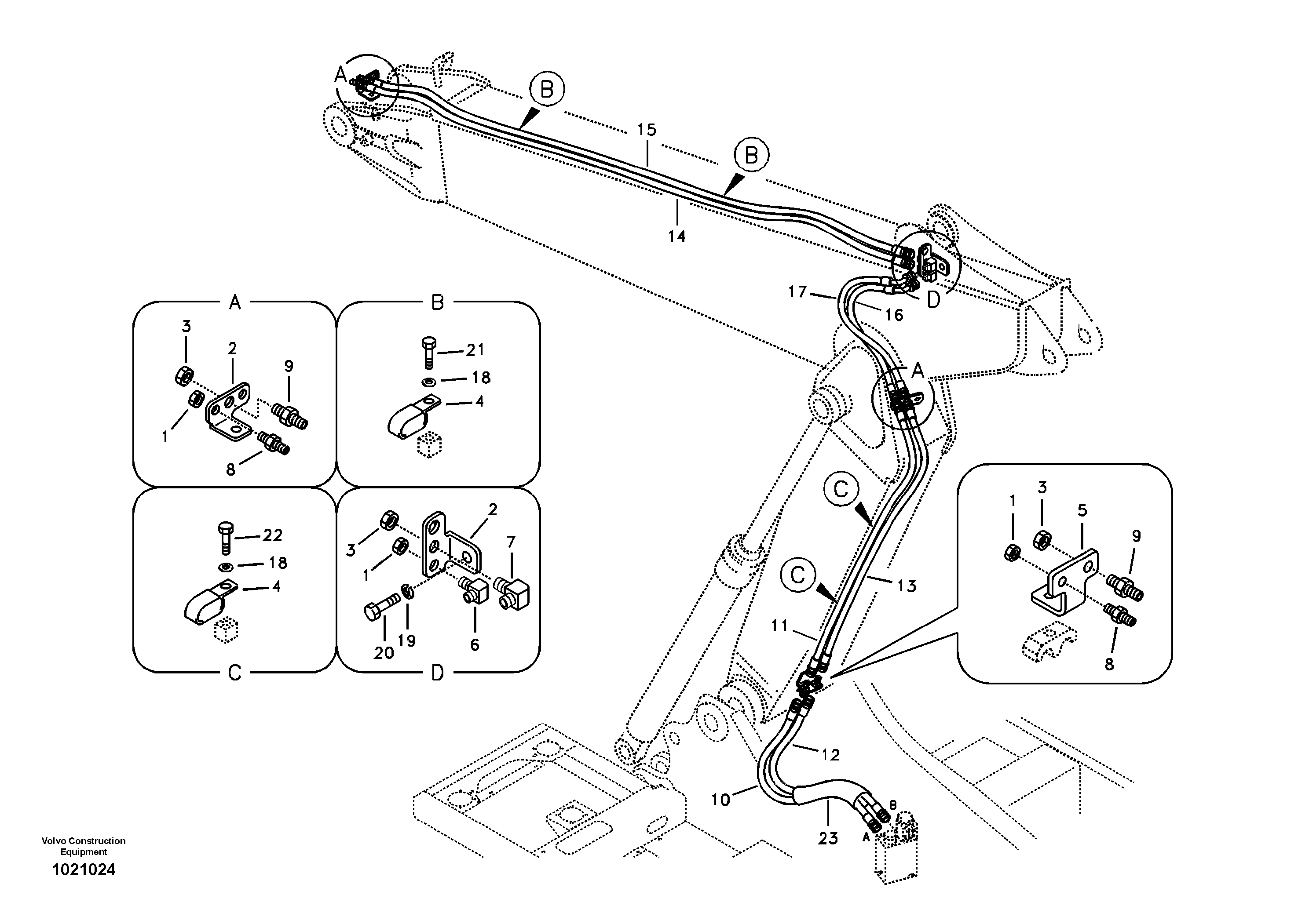 Working hydraulic, quickfit on adjustable boom — volvo parts diagram