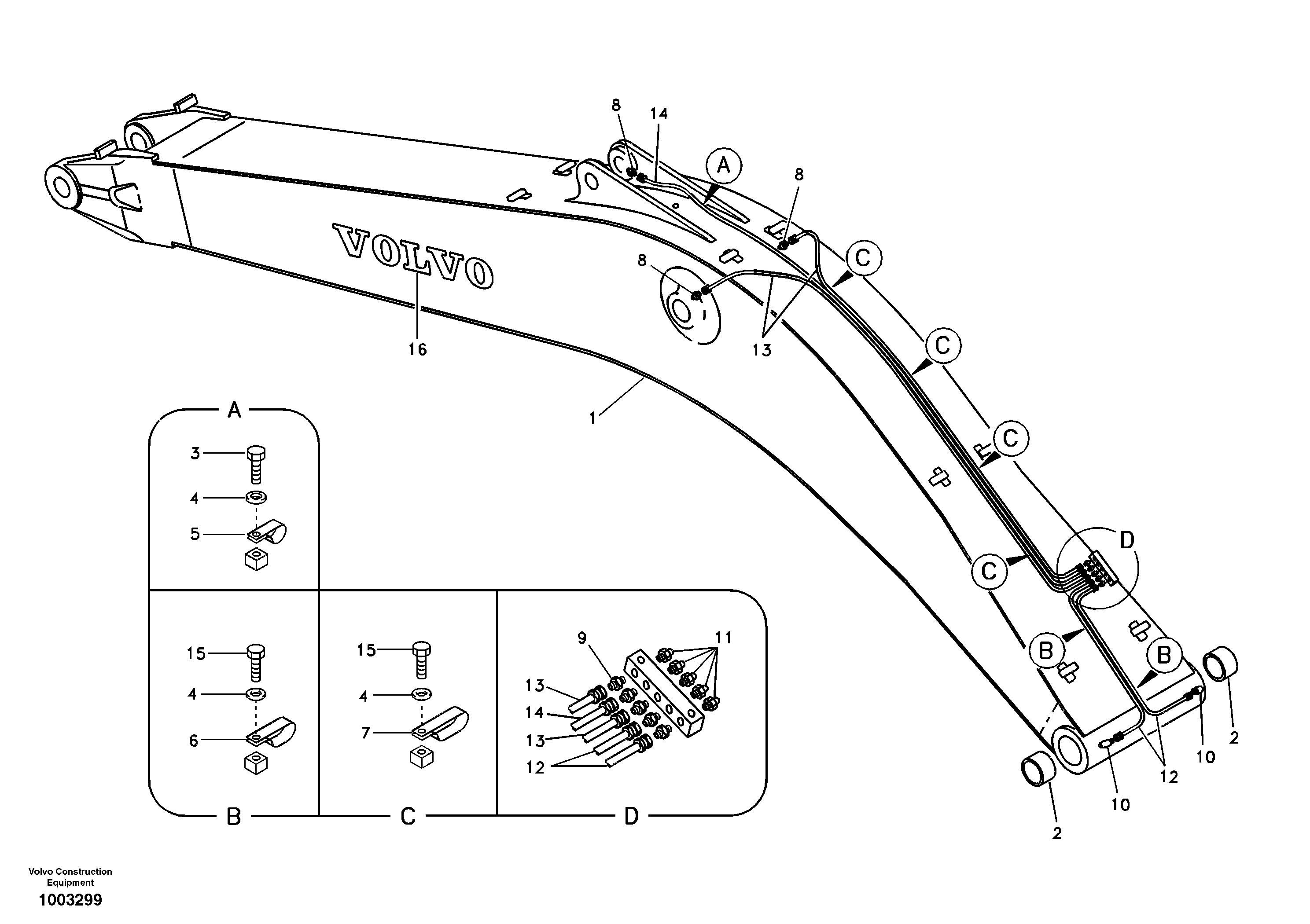 Boom and grease piping — volvo parts diagram
