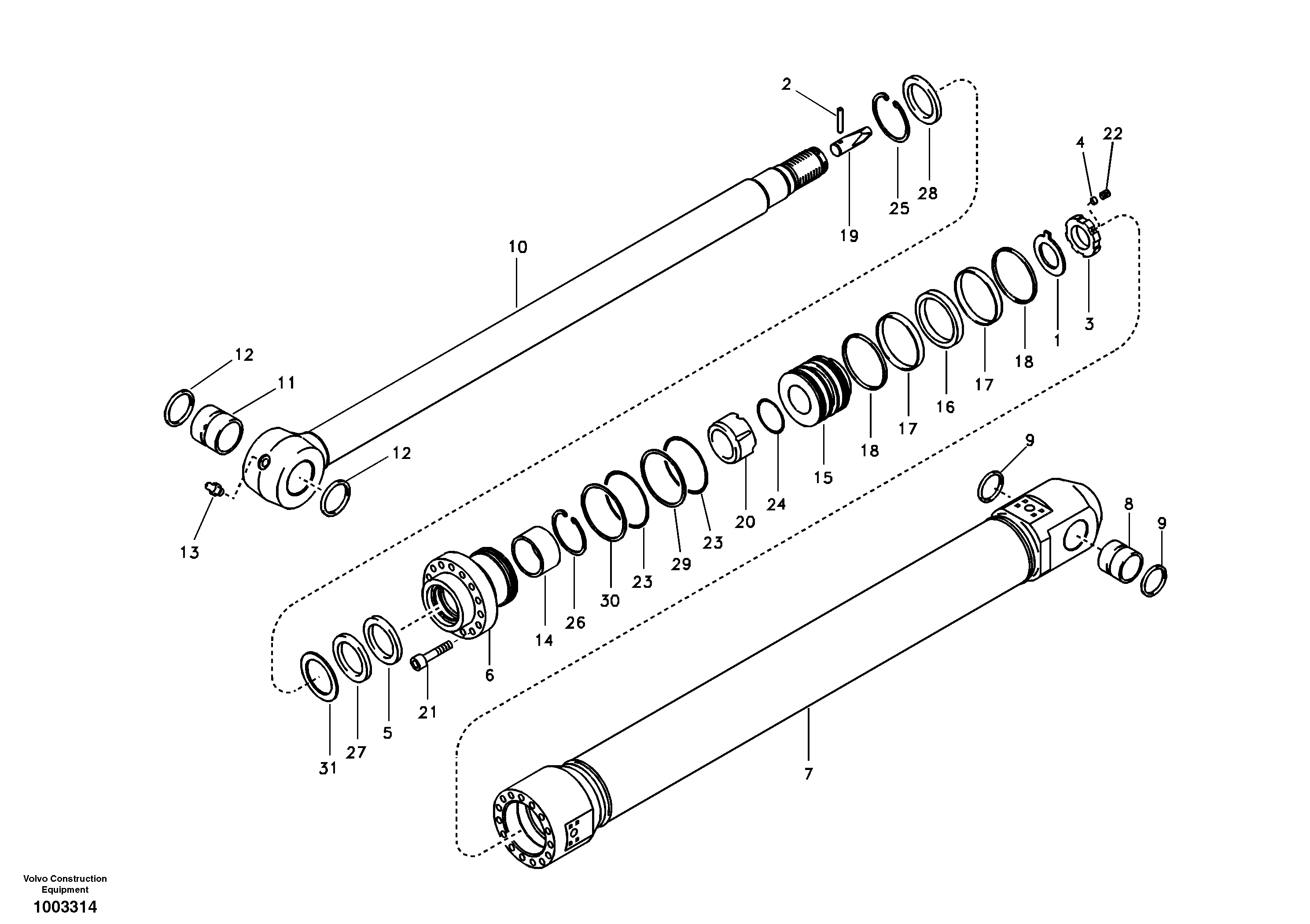 Dipper arm cylinder — volvo parts diagram
