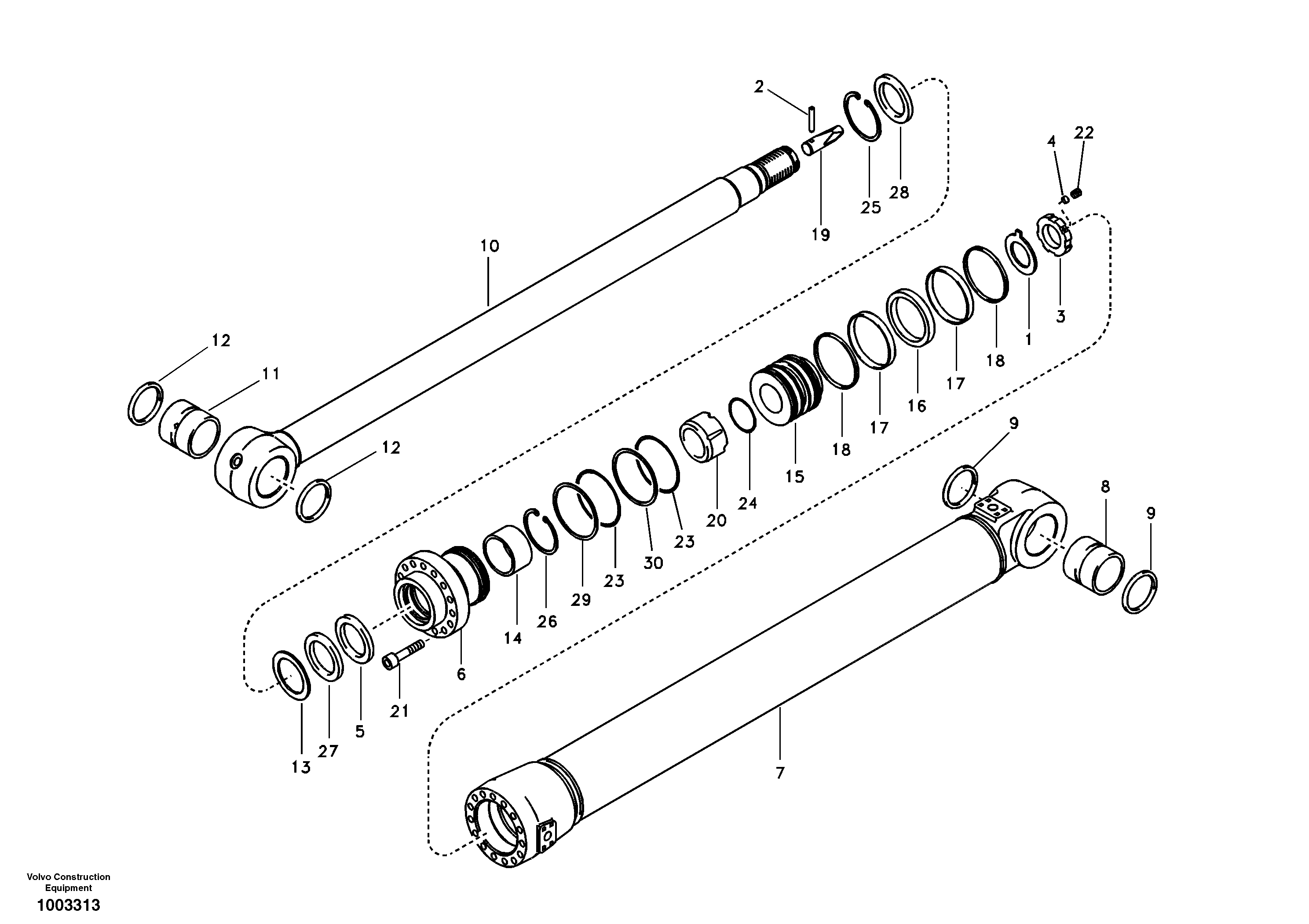 Dipper arm cylinder — volvo parts diagram