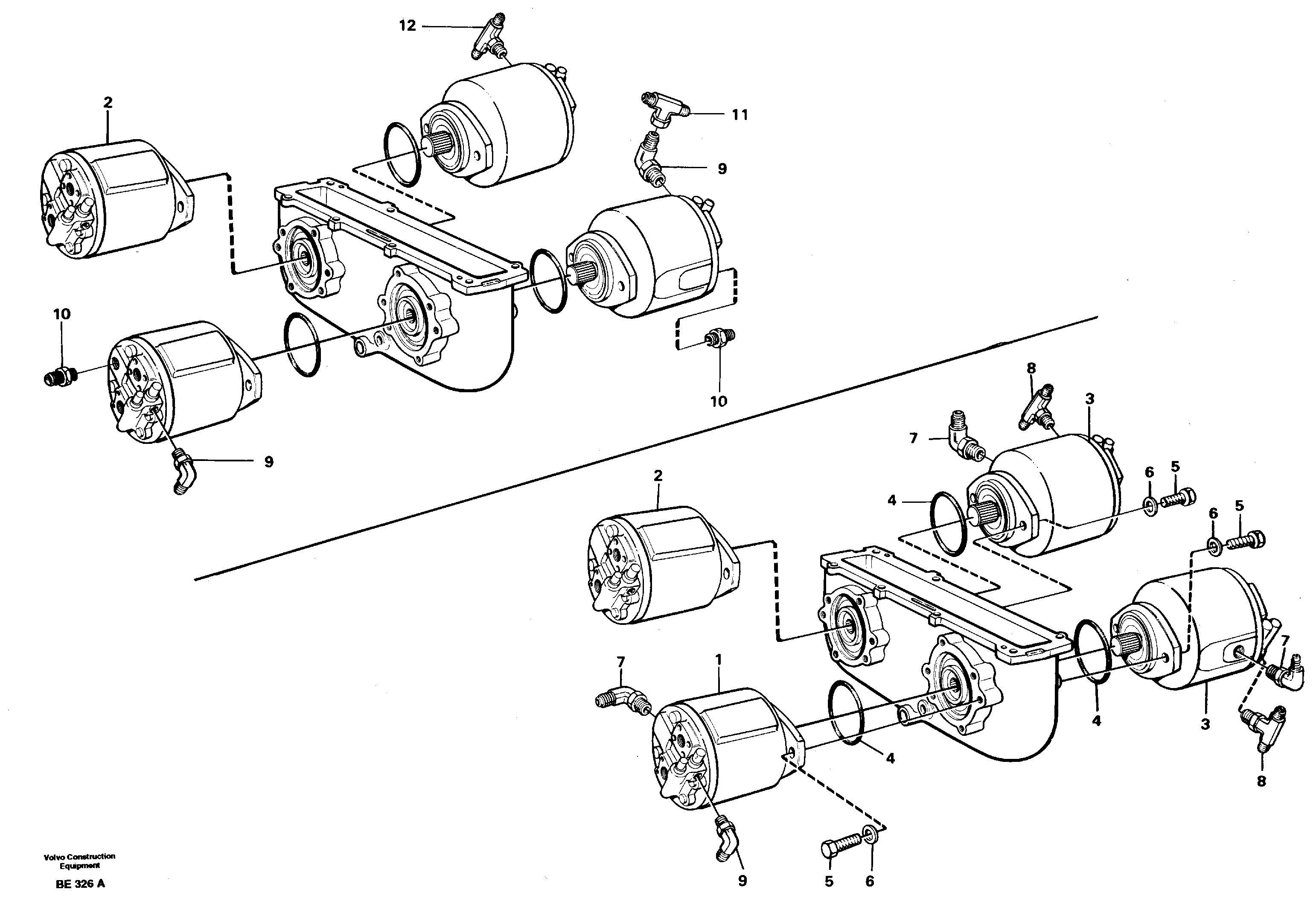 Hydraulic pump with fitting parts — volvo parts diagram