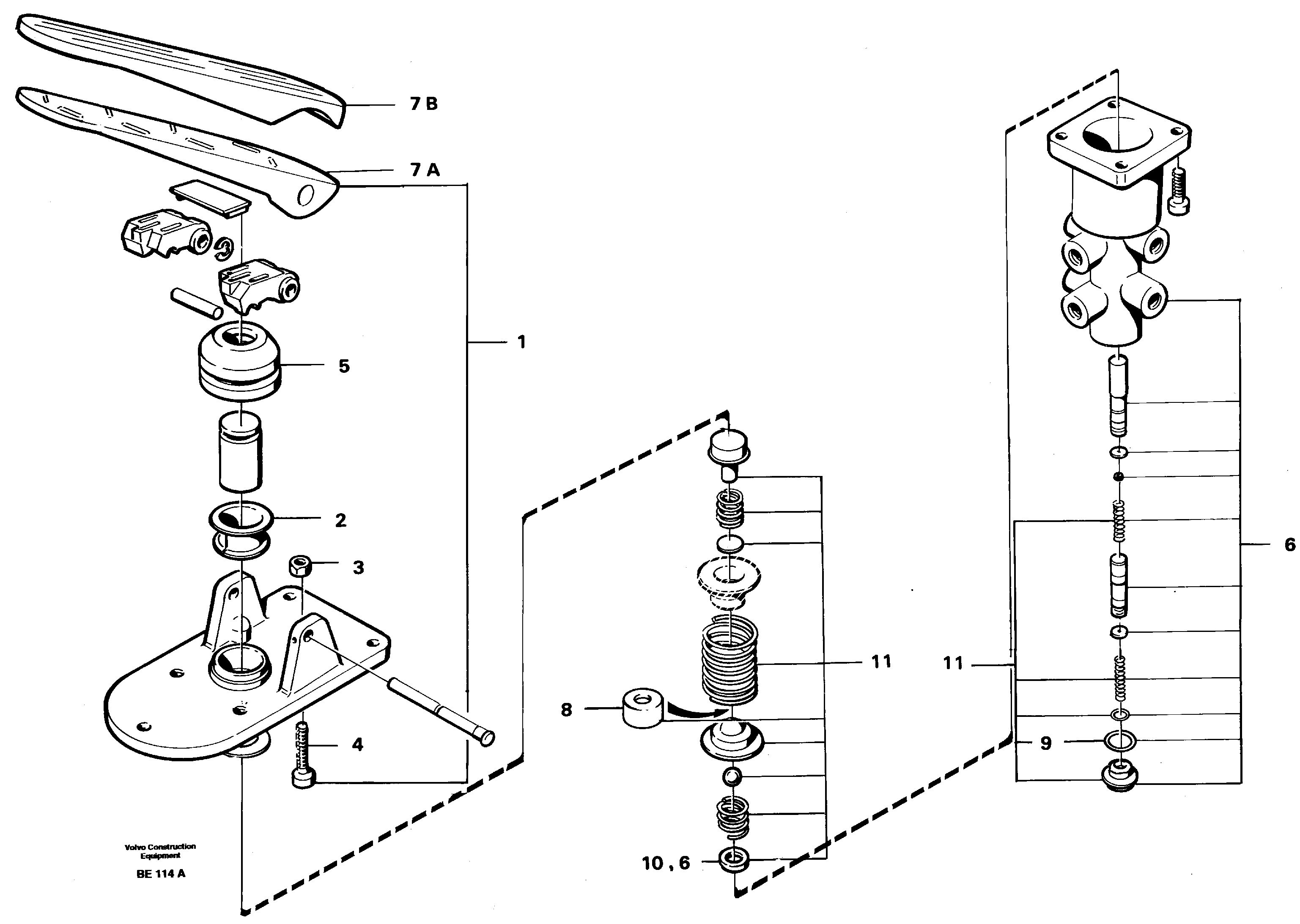 Footbrake valve  CAB - 1826, CAB 1829 (USA) — volvo parts diagram