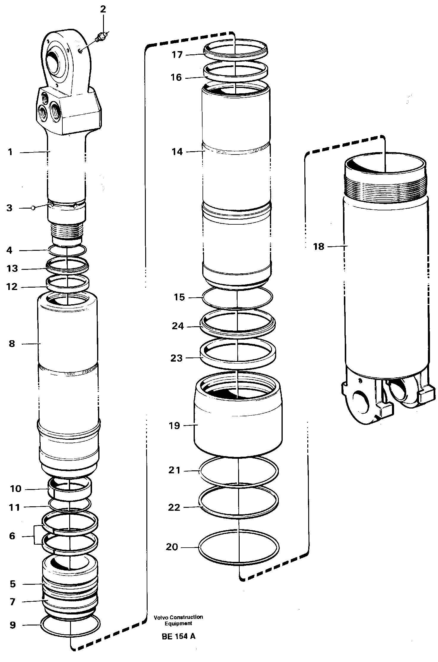 Hoist cylinder  SER NO 1195 - , SER NO 1201 - (USA) — volvo parts diagram