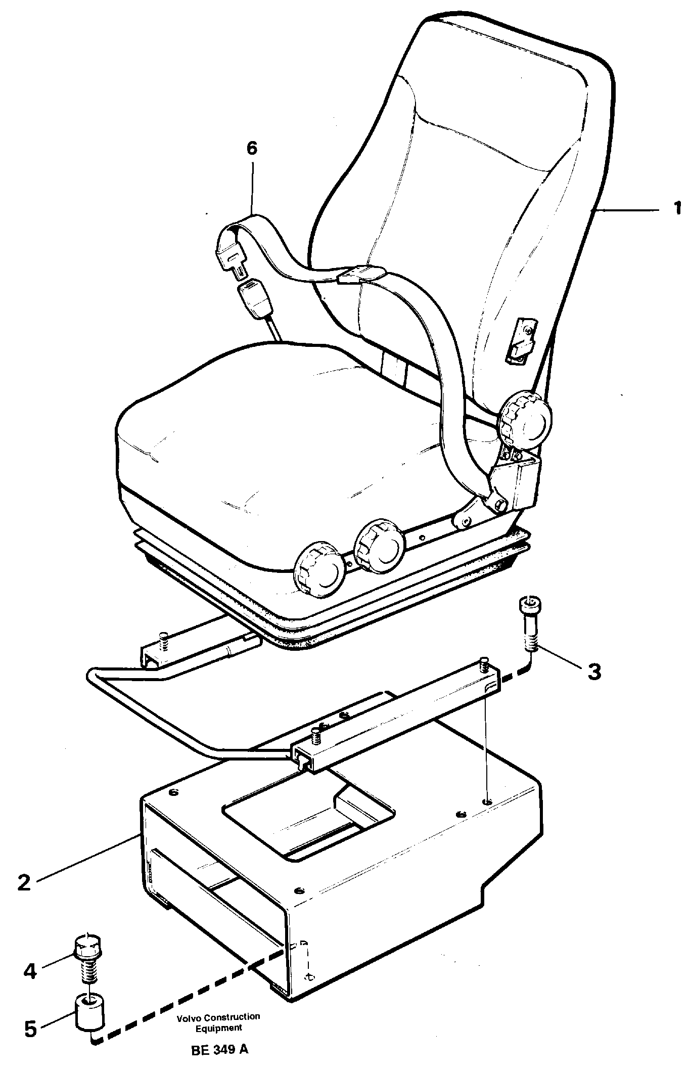 Operator seat with fitting parts  SER NO 1884 -2407, SER NO 1886 - 2411 (USA) — volvo parts diagram