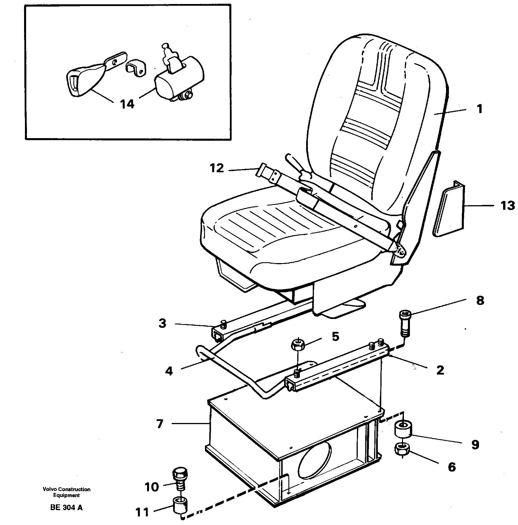 Operator seat with fitting parts  SER NO - 1883, SER NO - 1885 (USA) — volvo parts diagram
