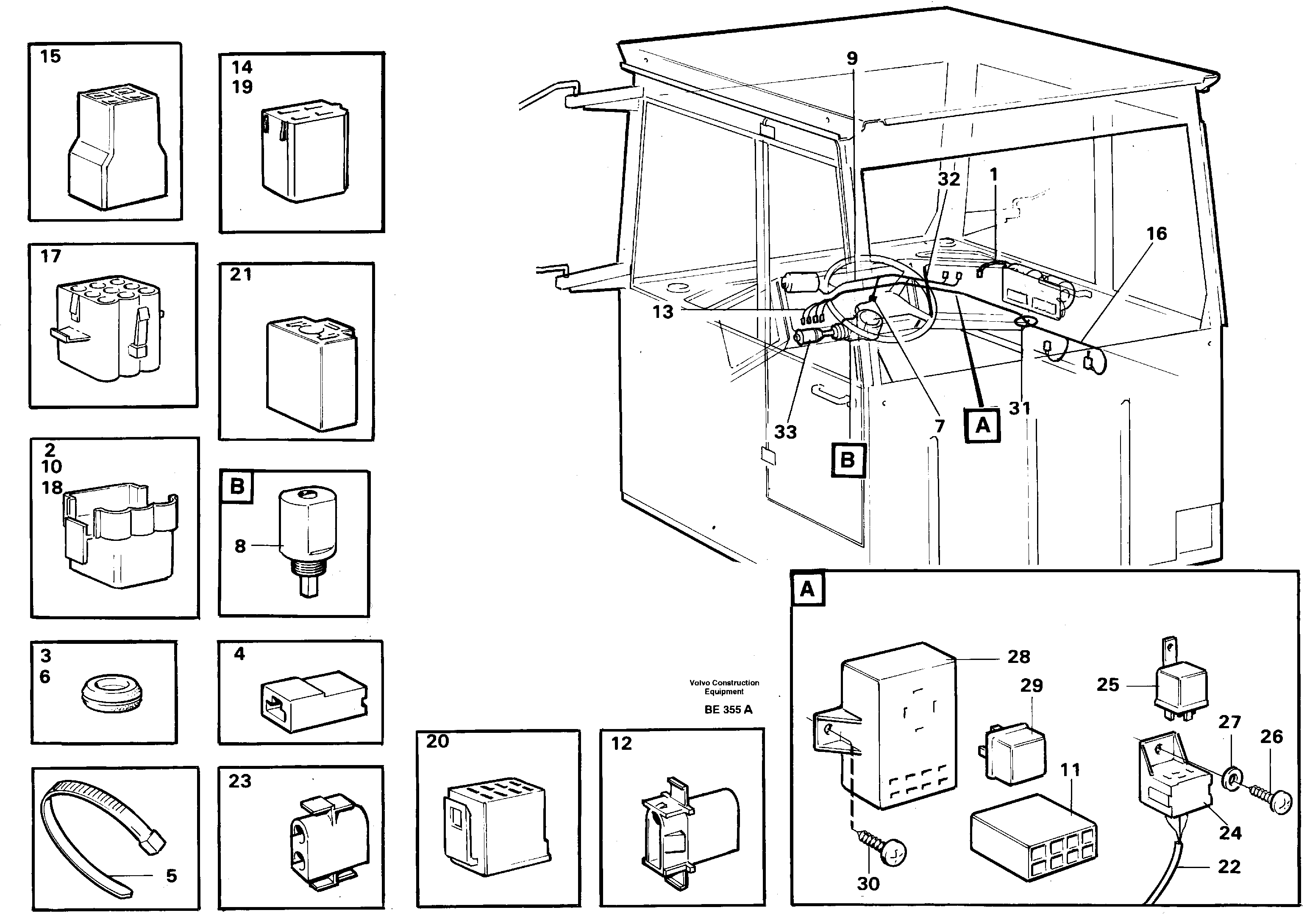 Cable harnesses, cab — volvo parts diagram