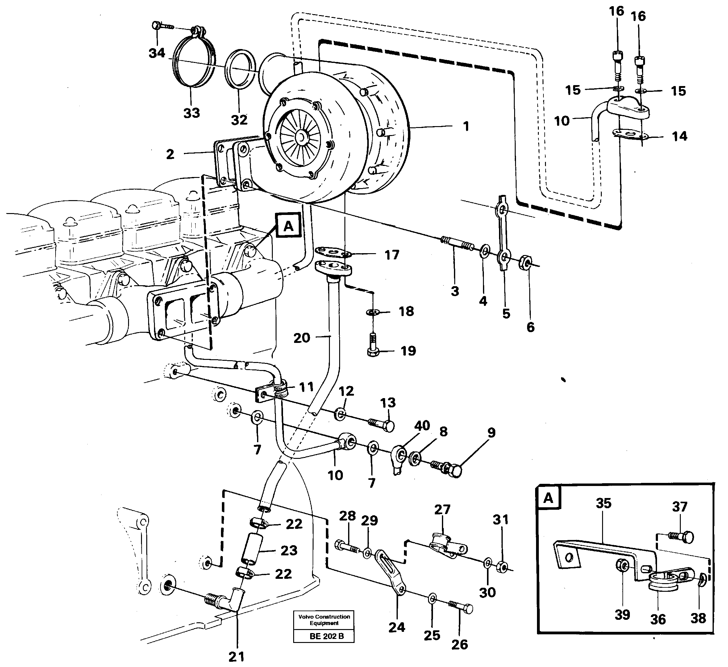 Turbocharger with fitting parts — volvo parts diagram