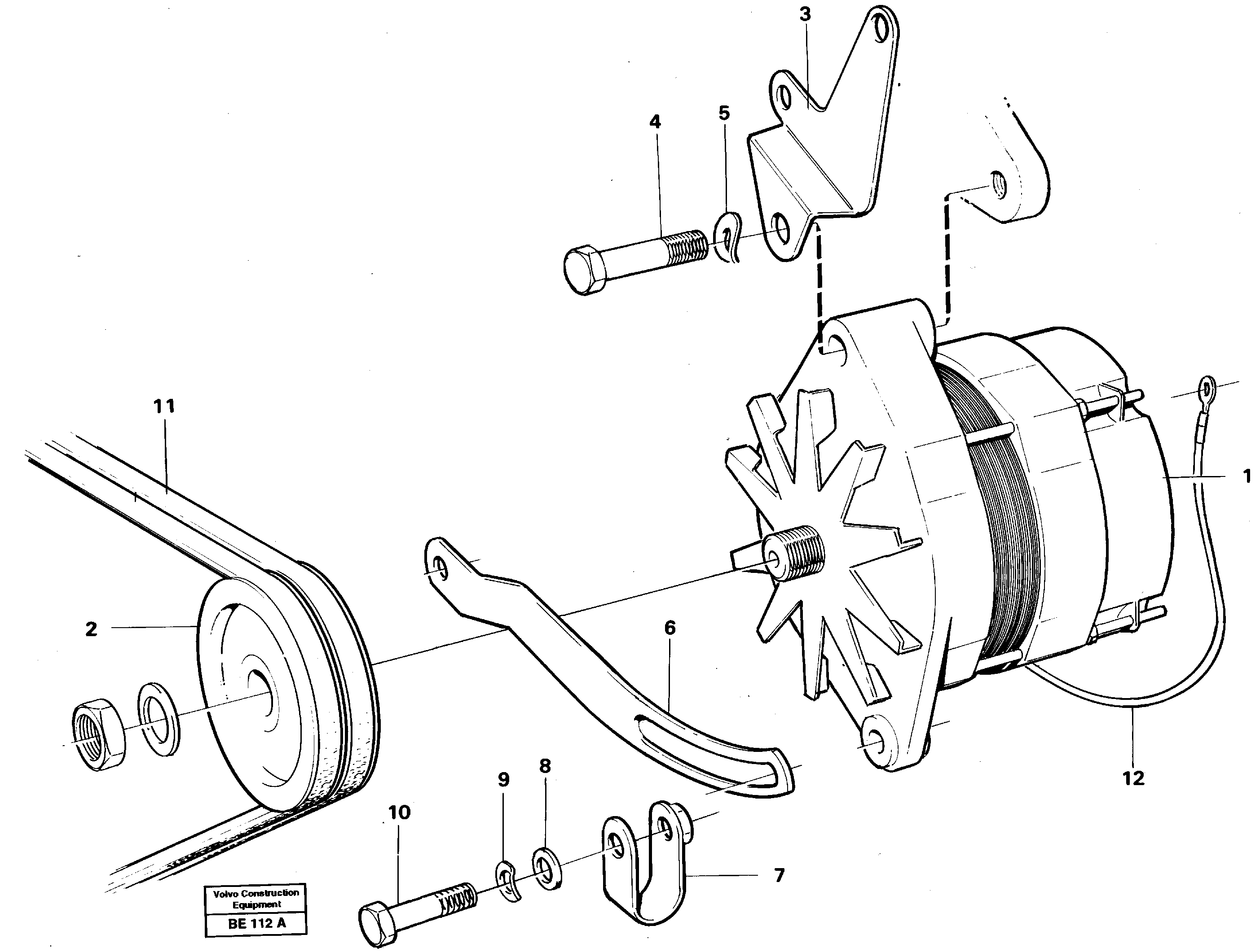 Alternator with assembling details — volvo parts diagram