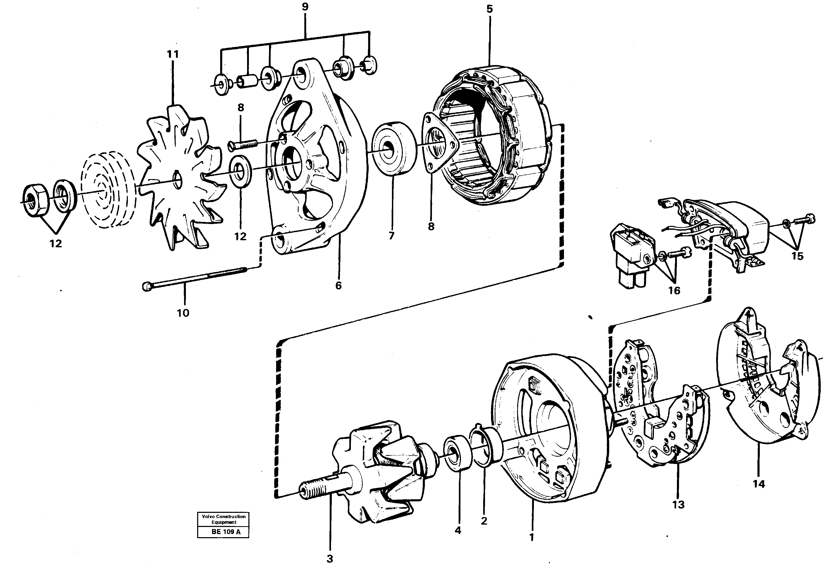 Alternator ser no - 1269, ser no - 1275 (USA) — volvo parts diagram