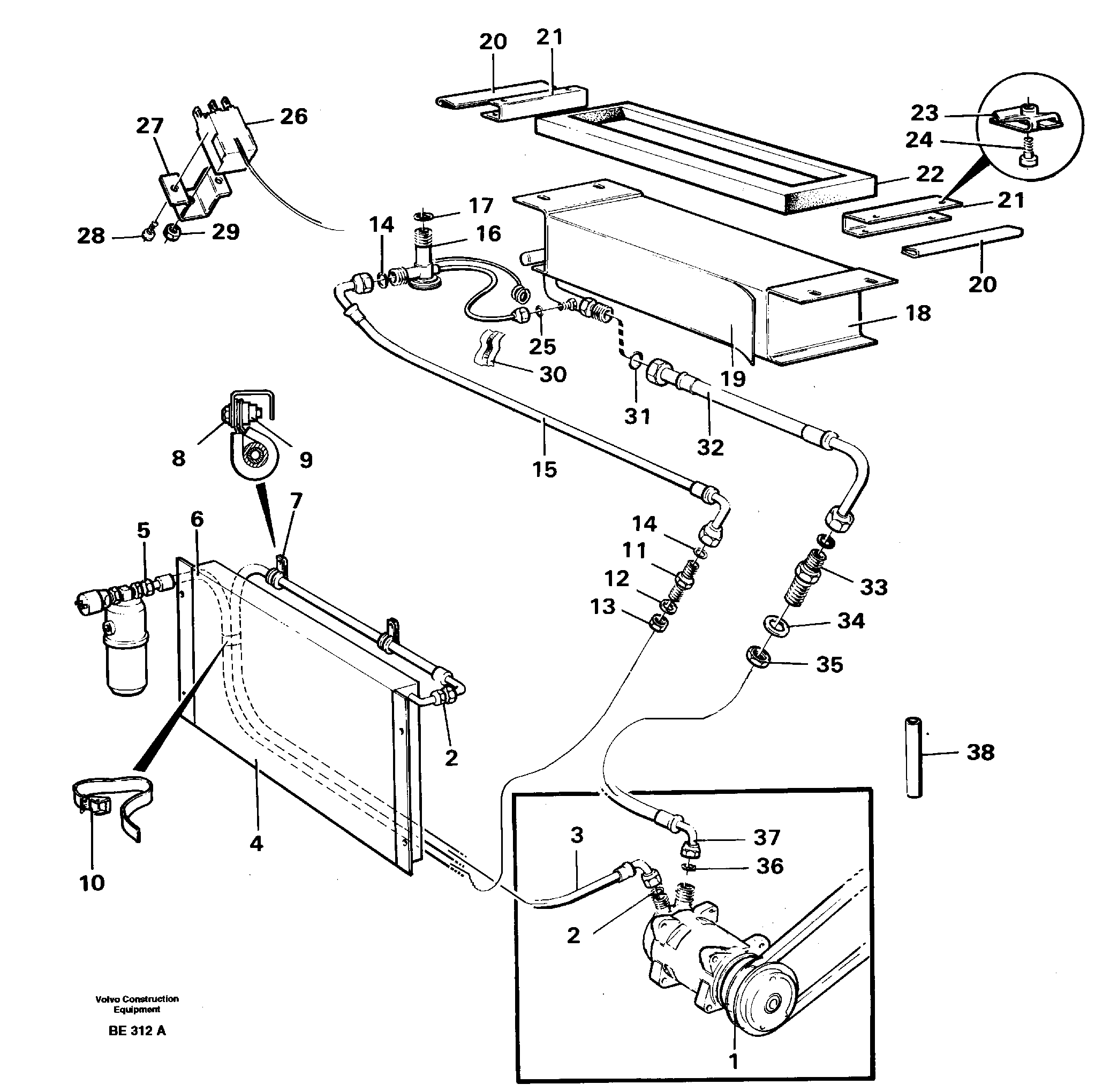 Air-conditioning evaporator  90707 — volvo parts diagram