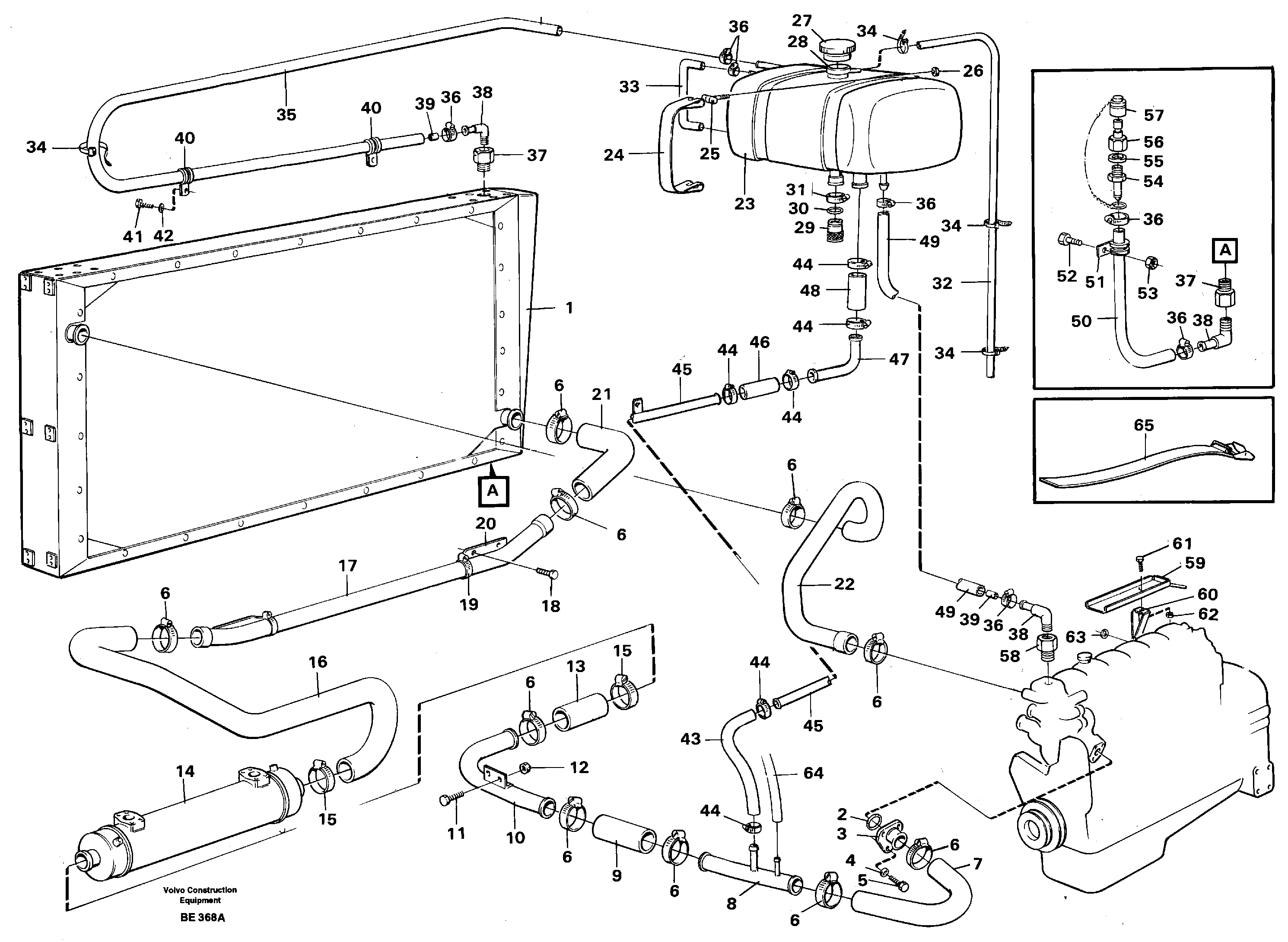 Radiator with connecting-parts SER NO 2780 - — volvo parts diagram