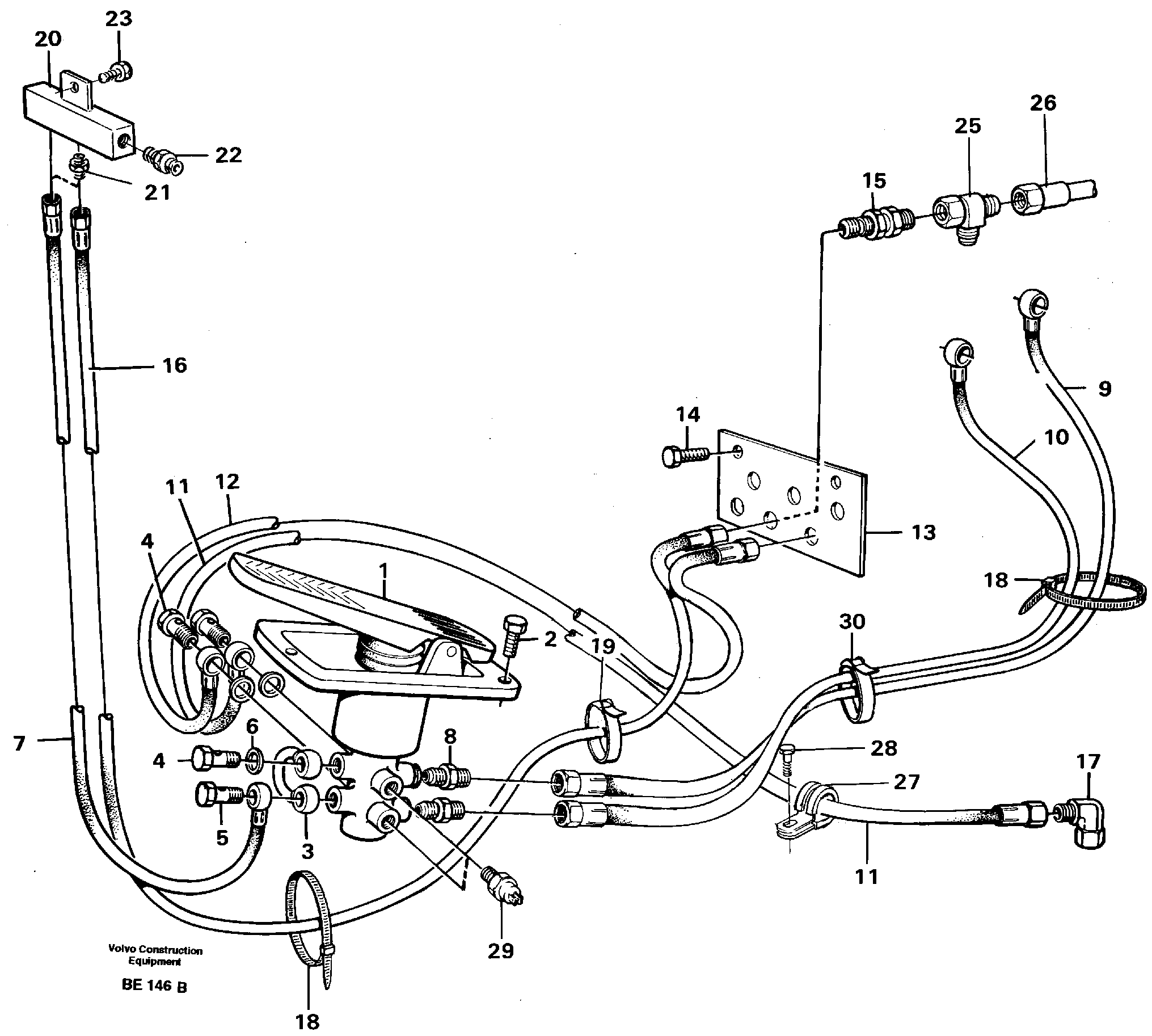 Hydraulic brake system cab  CAB 1540 - 1826, CAB 1549 - 1829 (USA) — volvo parts diagram