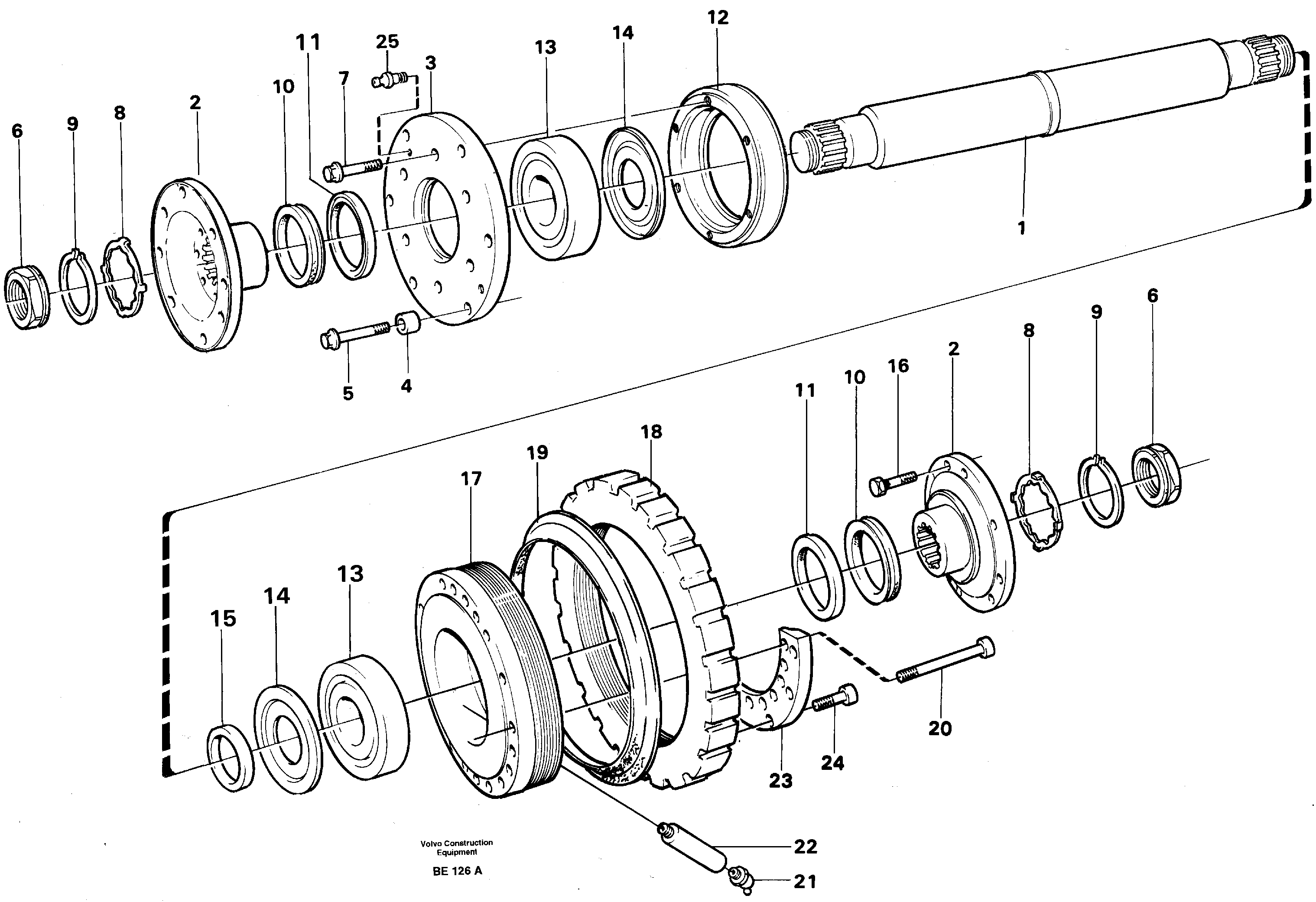 Intermediate shaft SER NO 1442 - 2437, SER NO 1447 - 2443 USA — volvo parts diagram