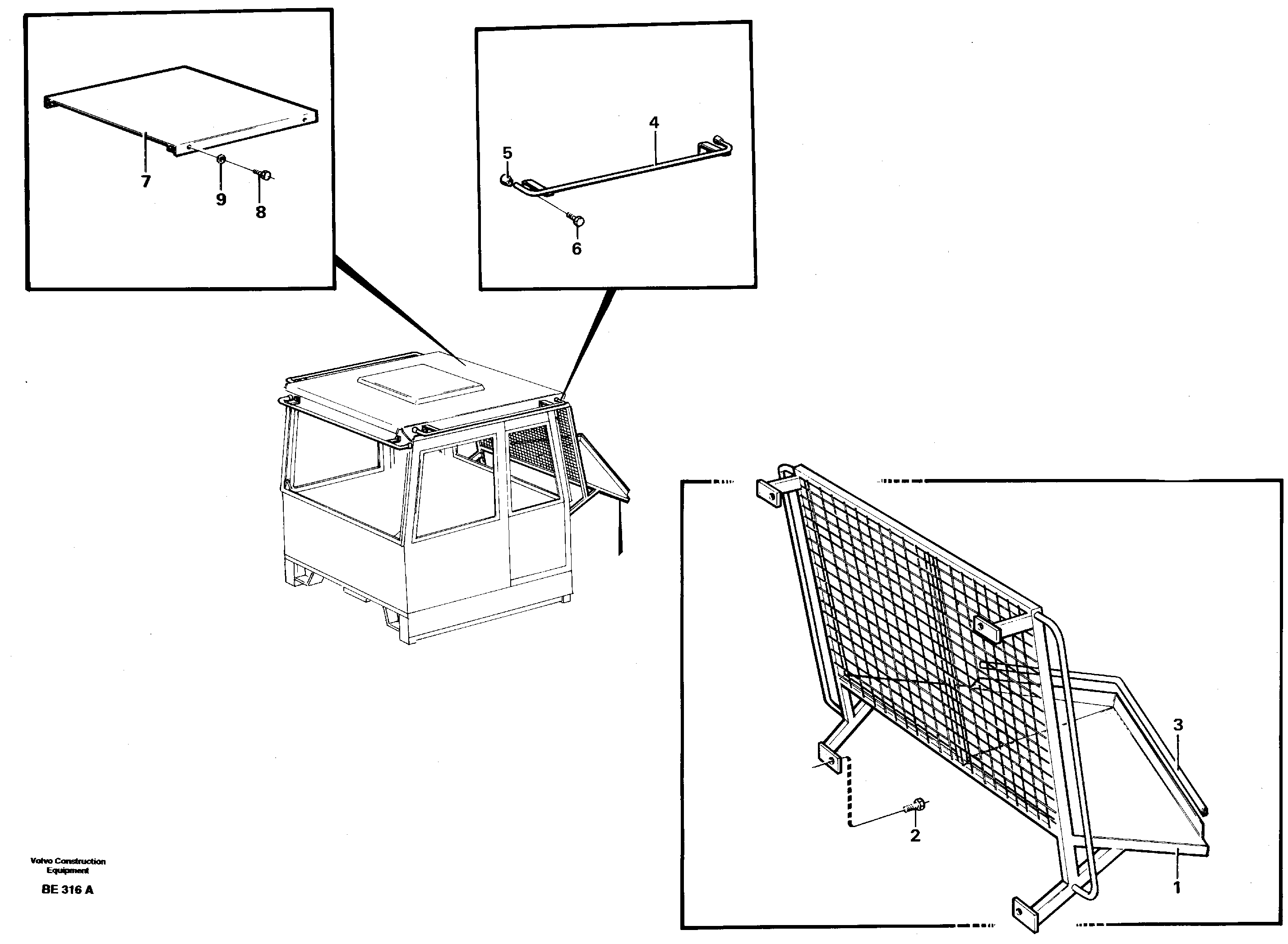 Protecting roof, protecting grating — volvo parts diagram