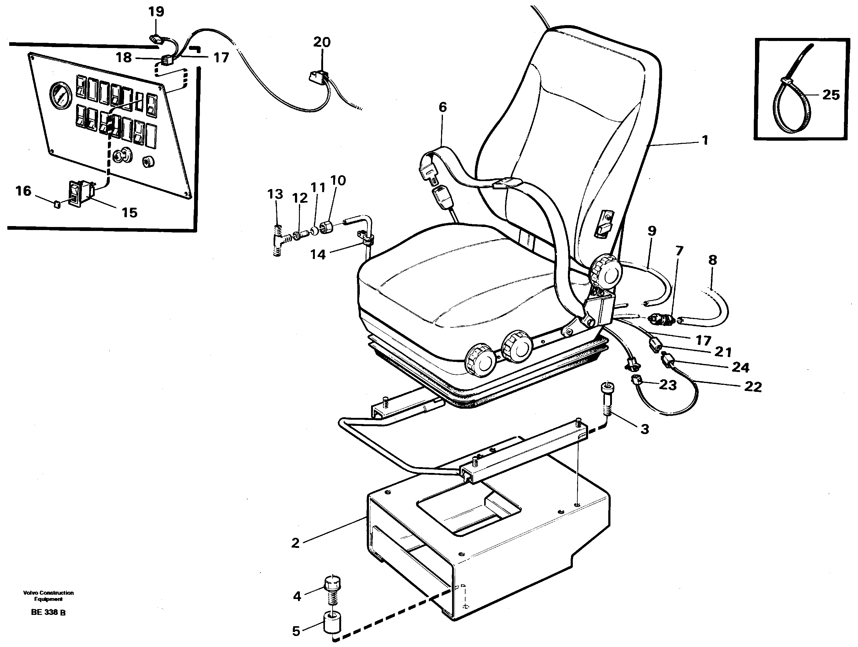 Operator's seat, heated, air suspensioned.  92174 — volvo parts diagram