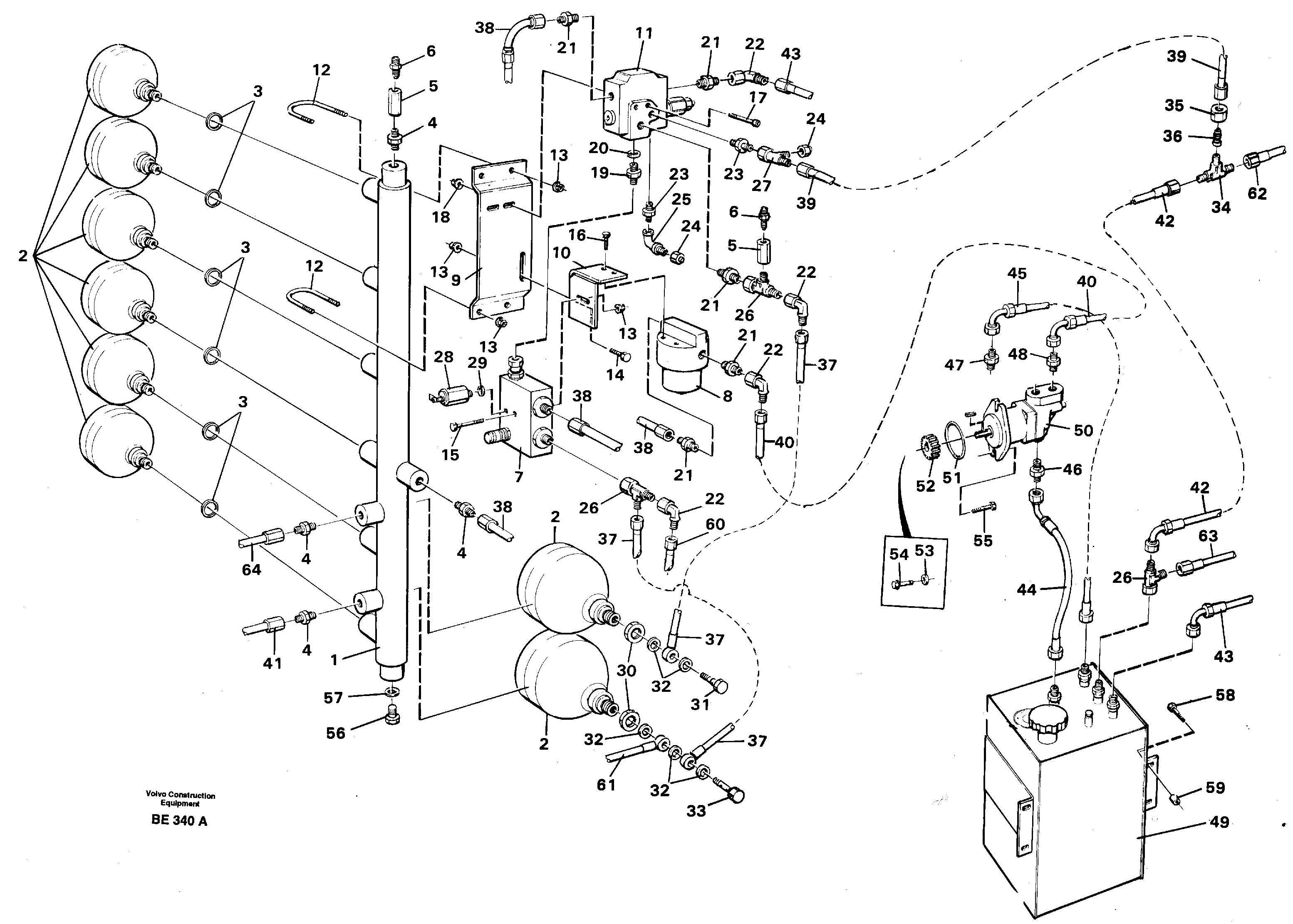 Hydraulic brake-system tractor  SER NO 1827 - SER NO 1830 - (USA) — volvo parts diagram