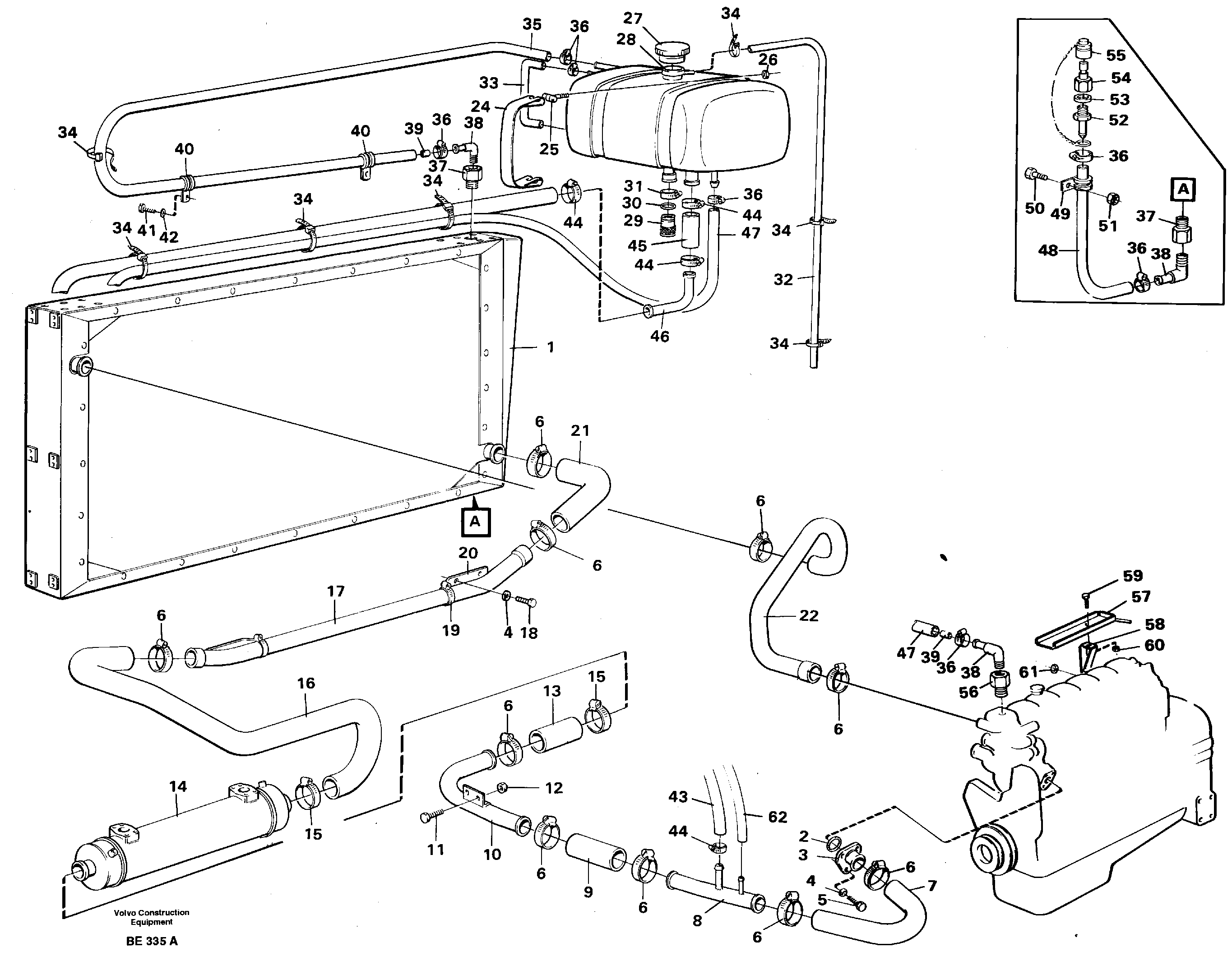Radiator with connecting-parts SER NO 1782 - 2779 — volvo parts diagram