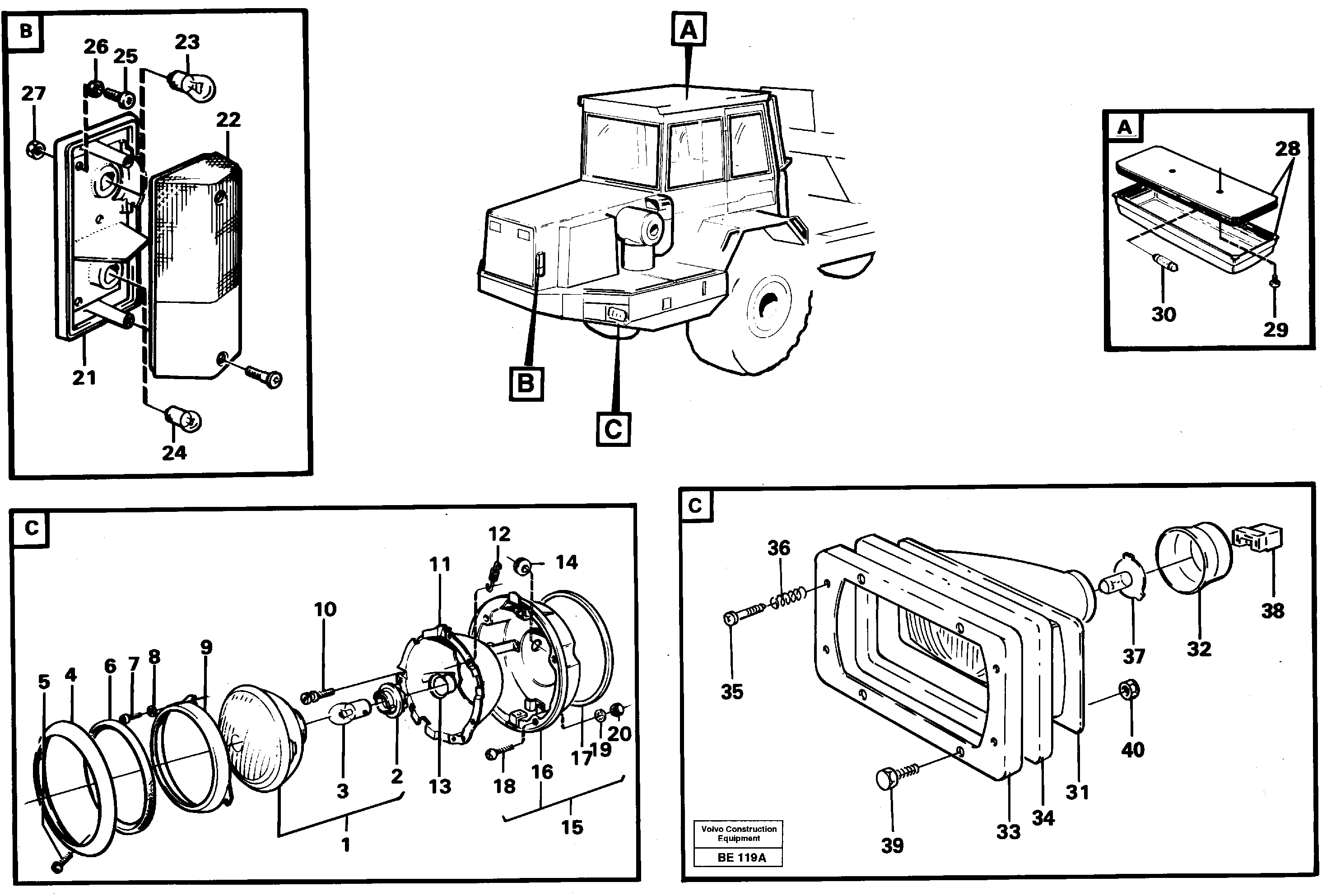 Front lighting — volvo parts diagram