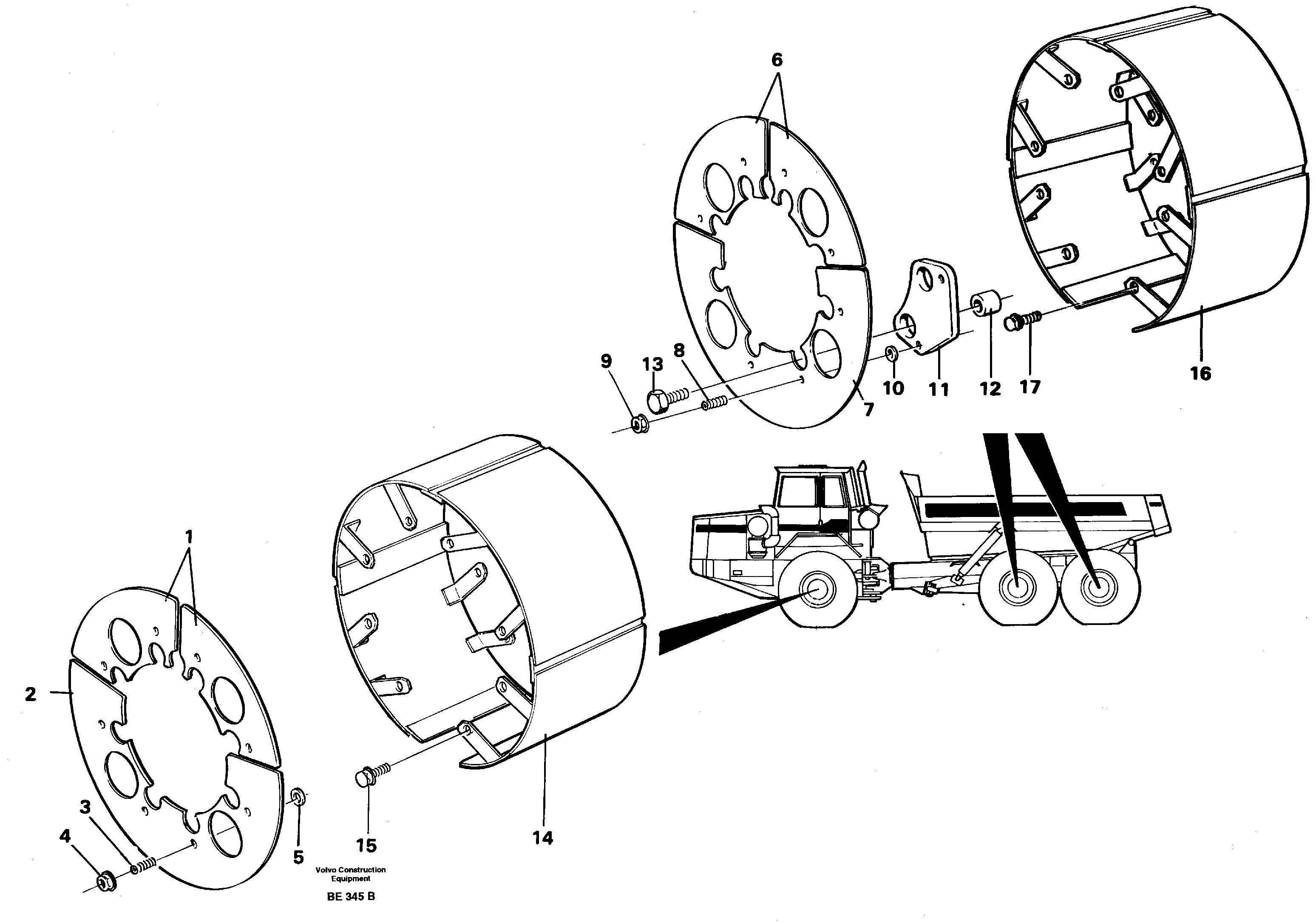 Brake shield SER NO 1827 -, SER NO 1830 - (USA) — volvo parts diagram