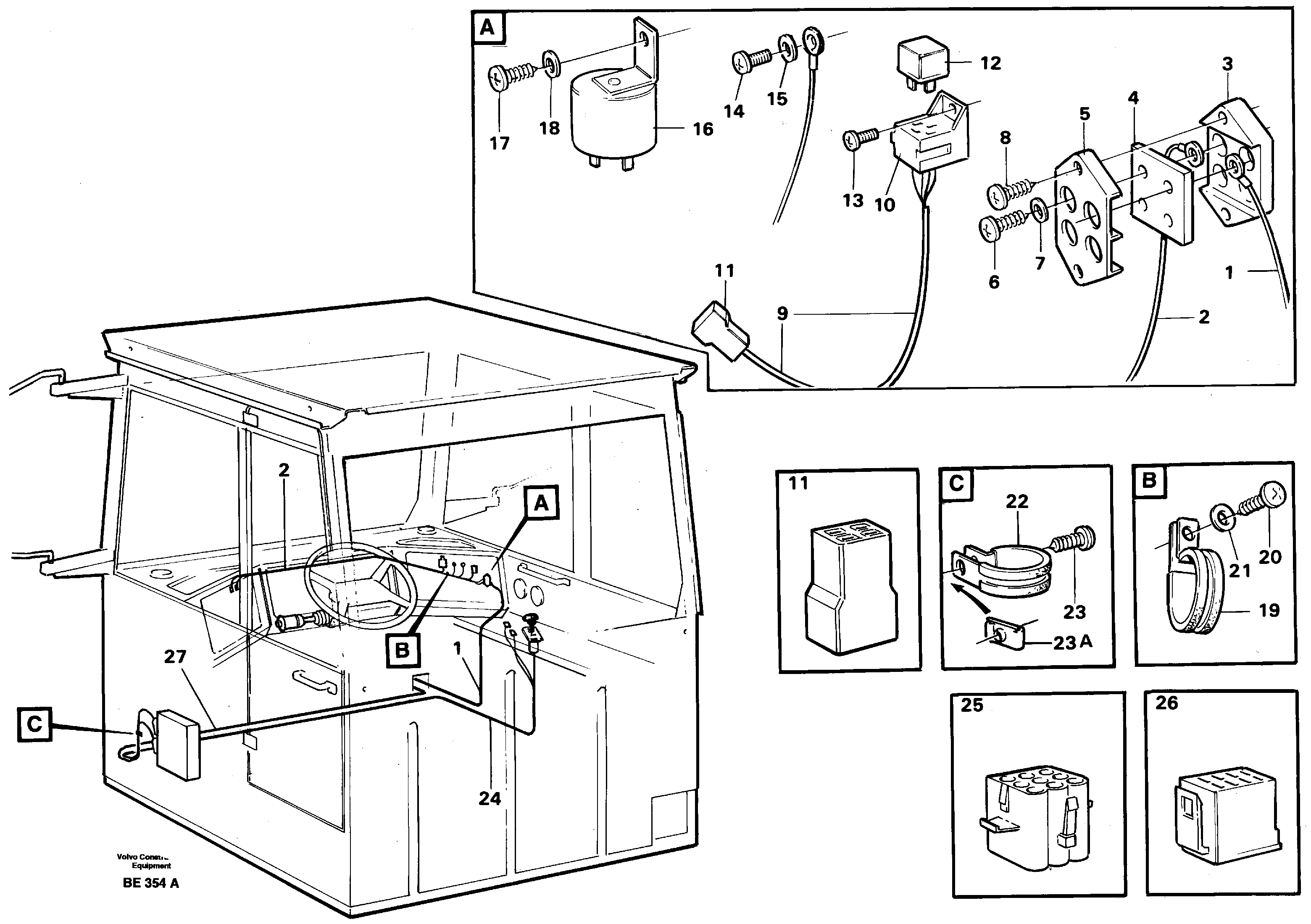 Cable harnesses, cab — volvo parts diagram