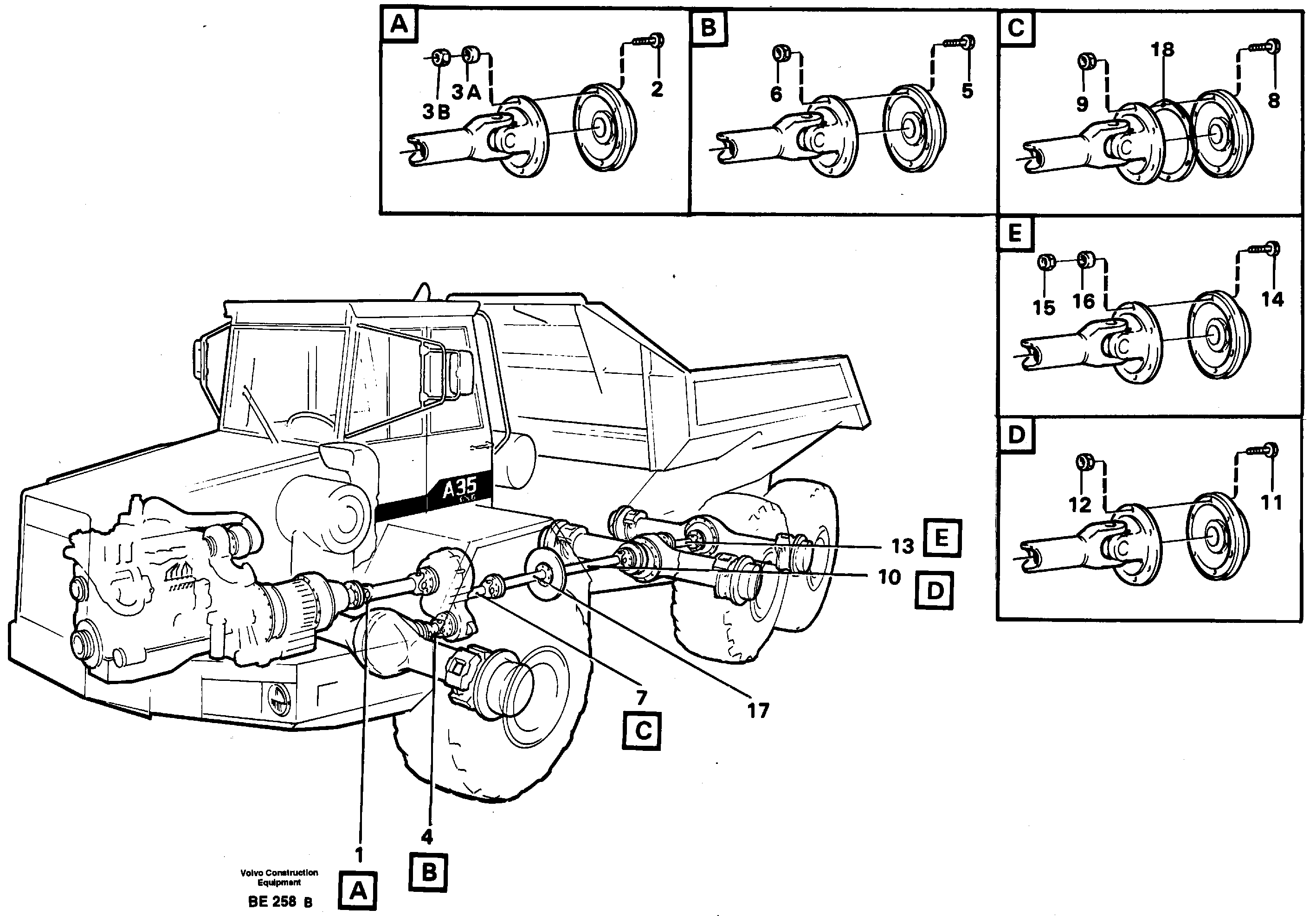 Propeller shafts with fitting parts — volvo parts diagram
