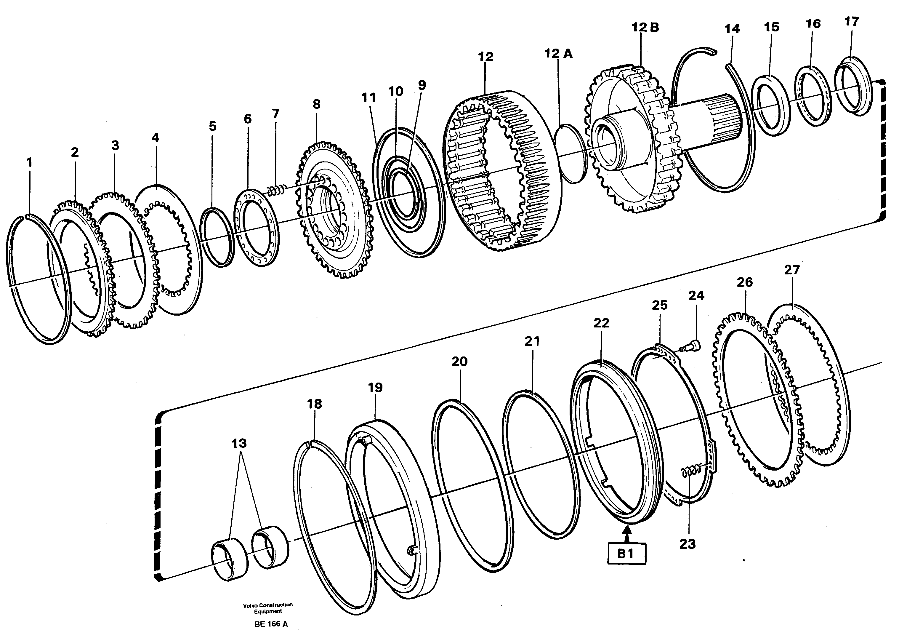 Clutch and brake  K2, B1 — volvo parts diagram