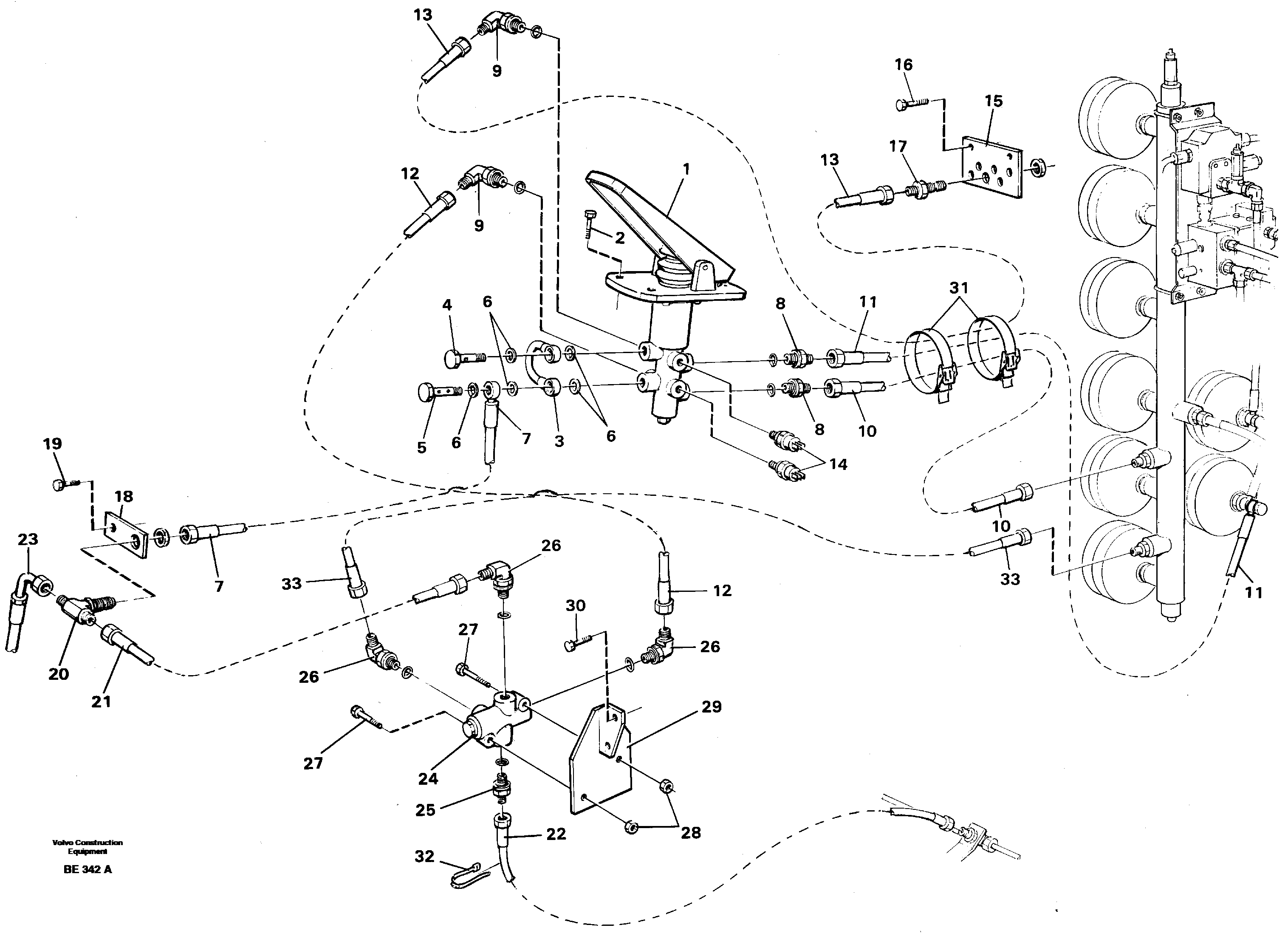 Hydraulic brake system cab  CAB 1827 -, CAB 1830 - (USA) — volvo parts diagram