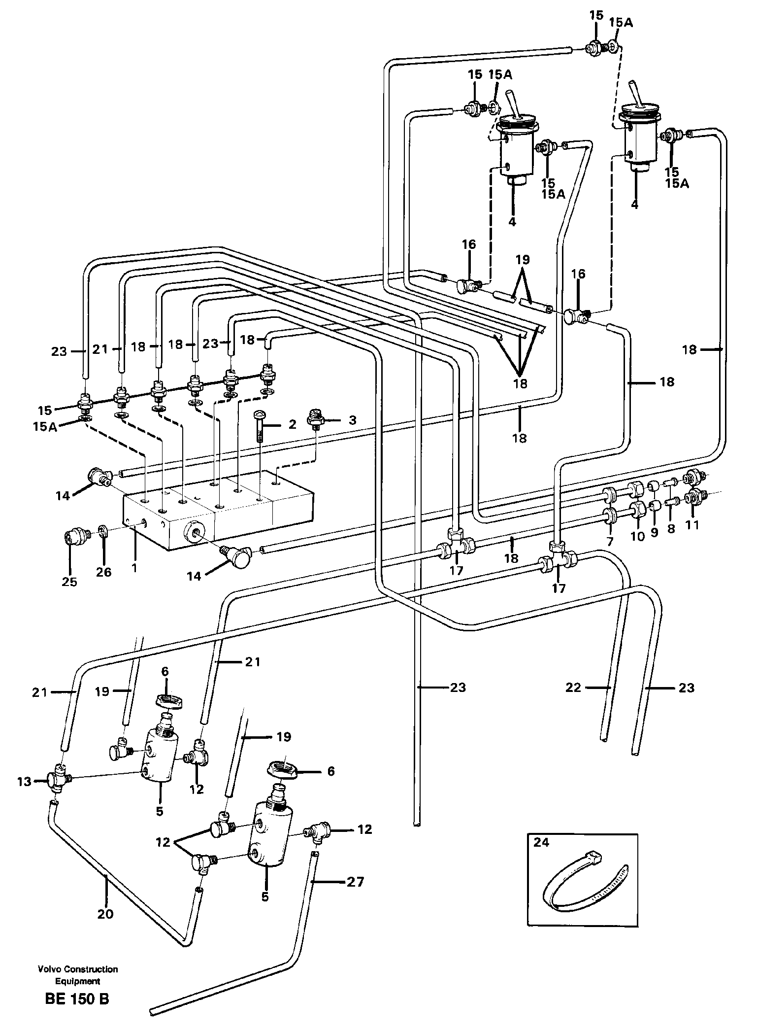 Pneumatic system: Differential, cab  ser no - 1539, ser no - 1548 (USA) — volvo parts diagram