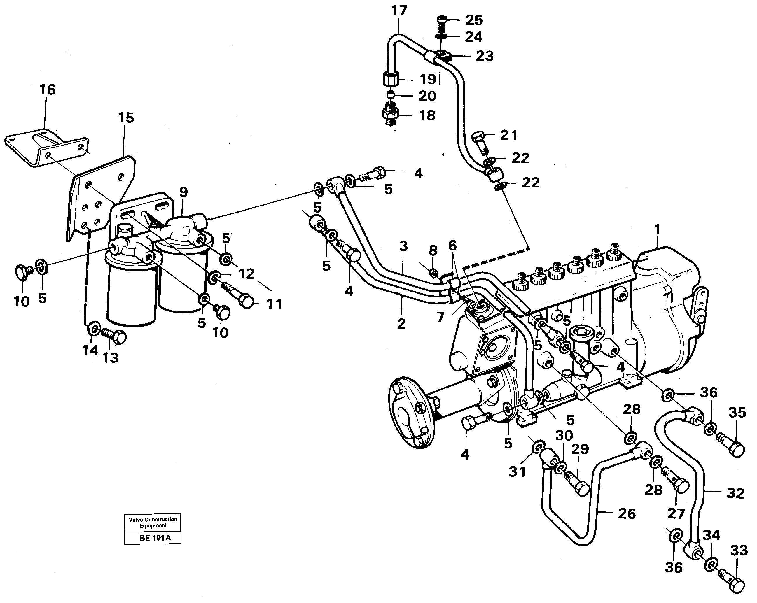 Fuel pipes, fuelinjec. pump-fuel filter — volvo parts diagram