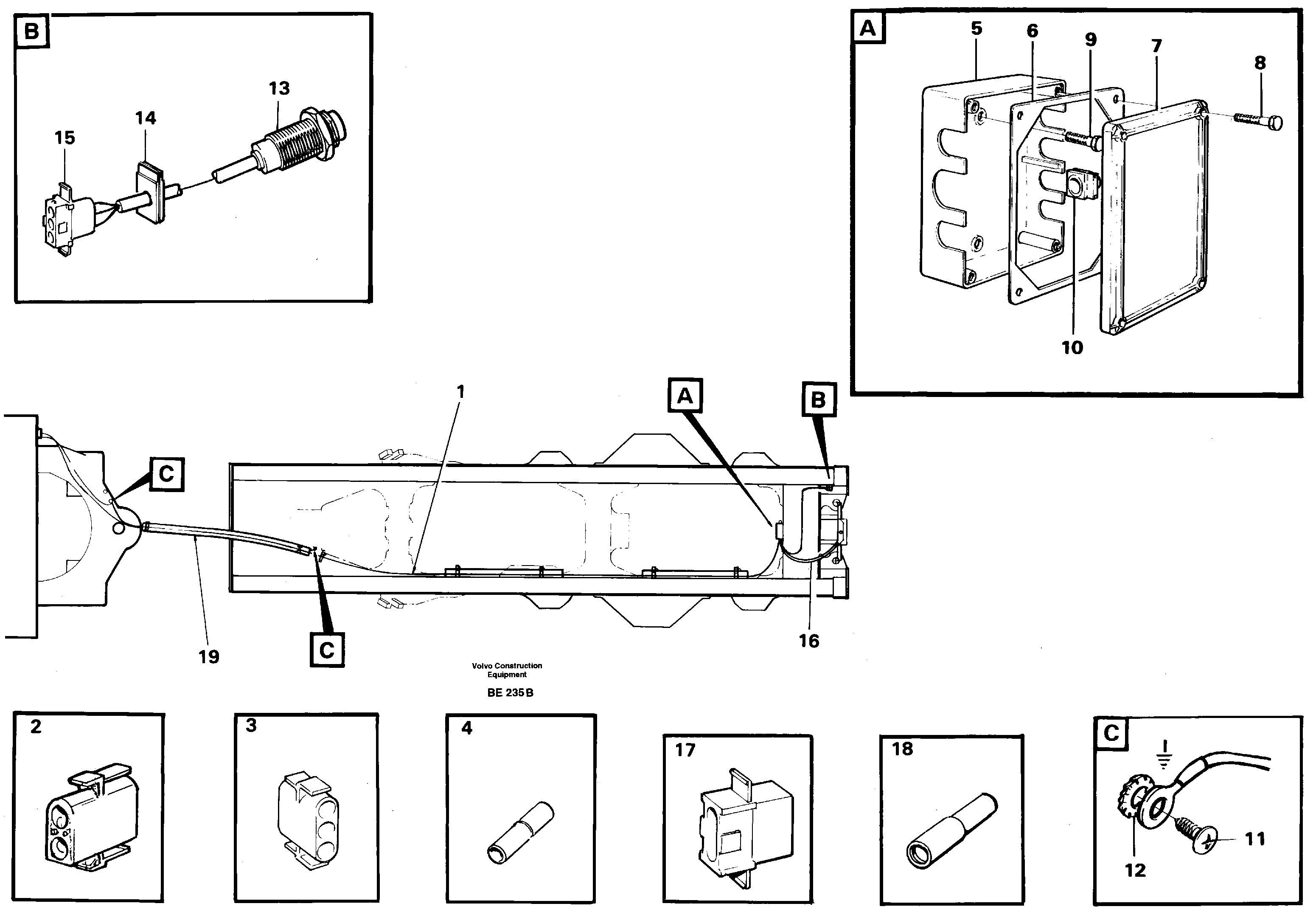 Cable harnesses, rear — volvo parts diagram