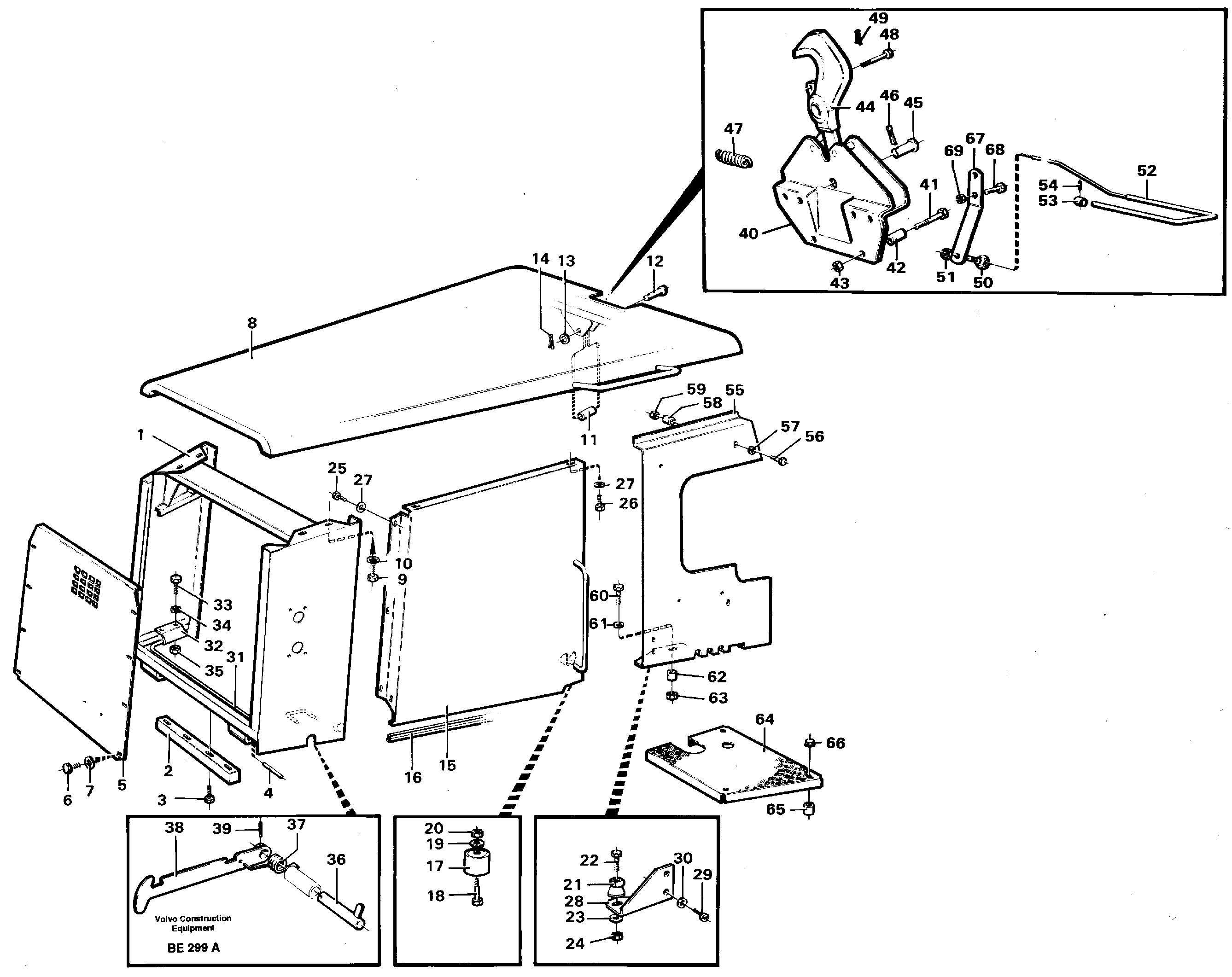 Engine hood SER NO - 2779 — volvo parts diagram