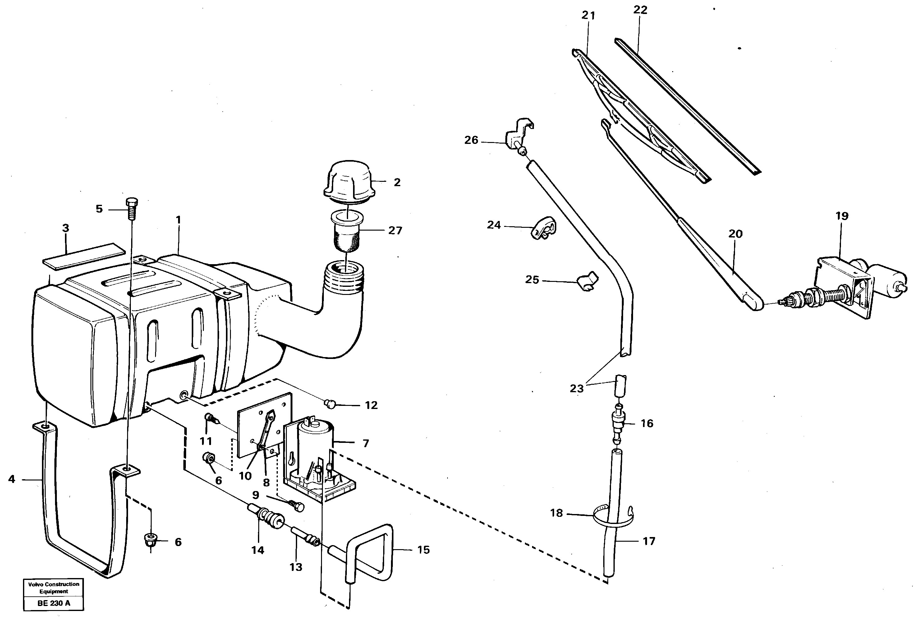 Windscreen washer and wiper — volvo parts diagram