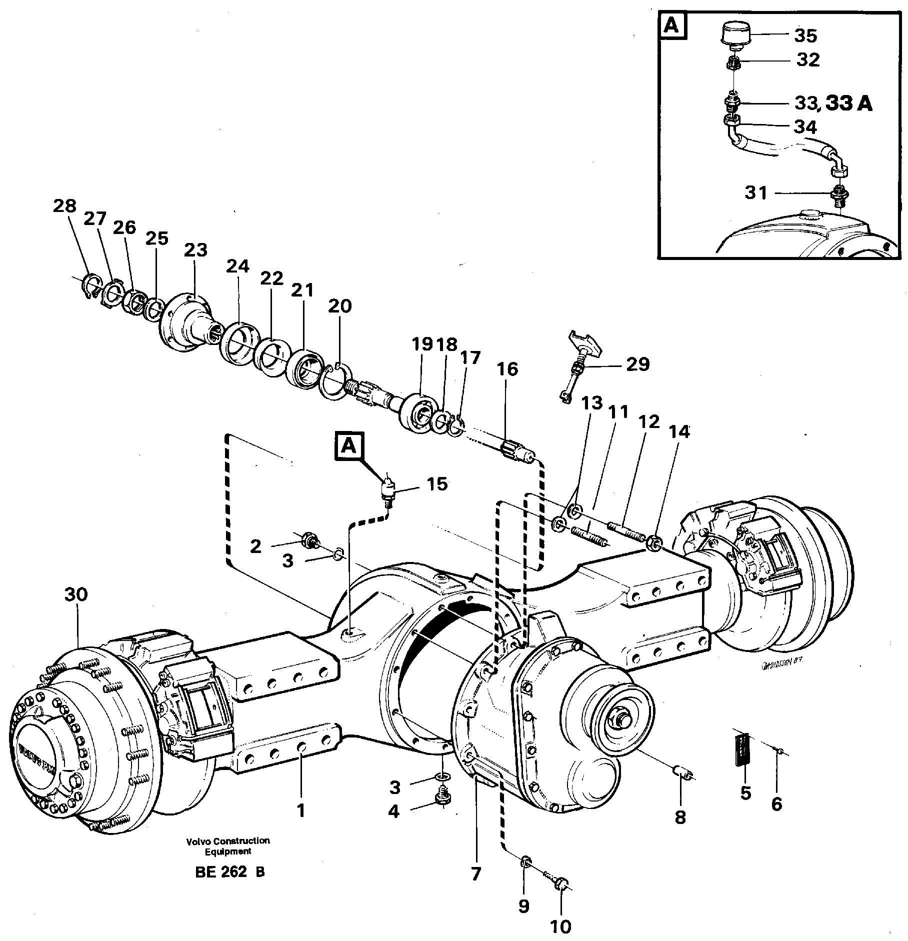 Planet shaft  Ah63g, Prod no 23580 — volvo parts diagram