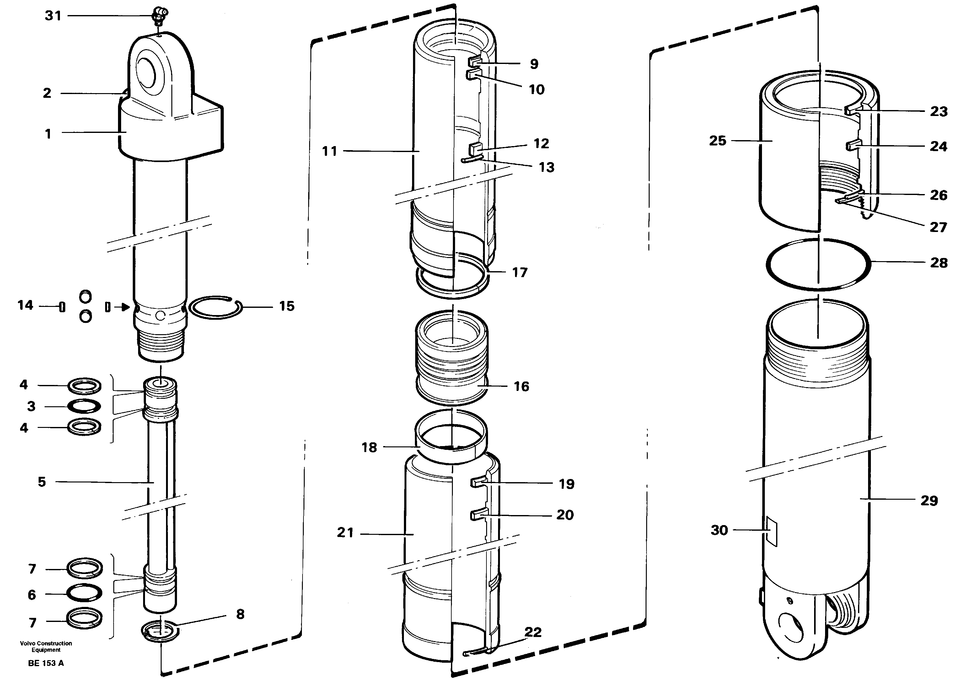 Hoist cylinder  SER NO - 1194, SER NO - 1200 (USA) — volvo parts diagram
