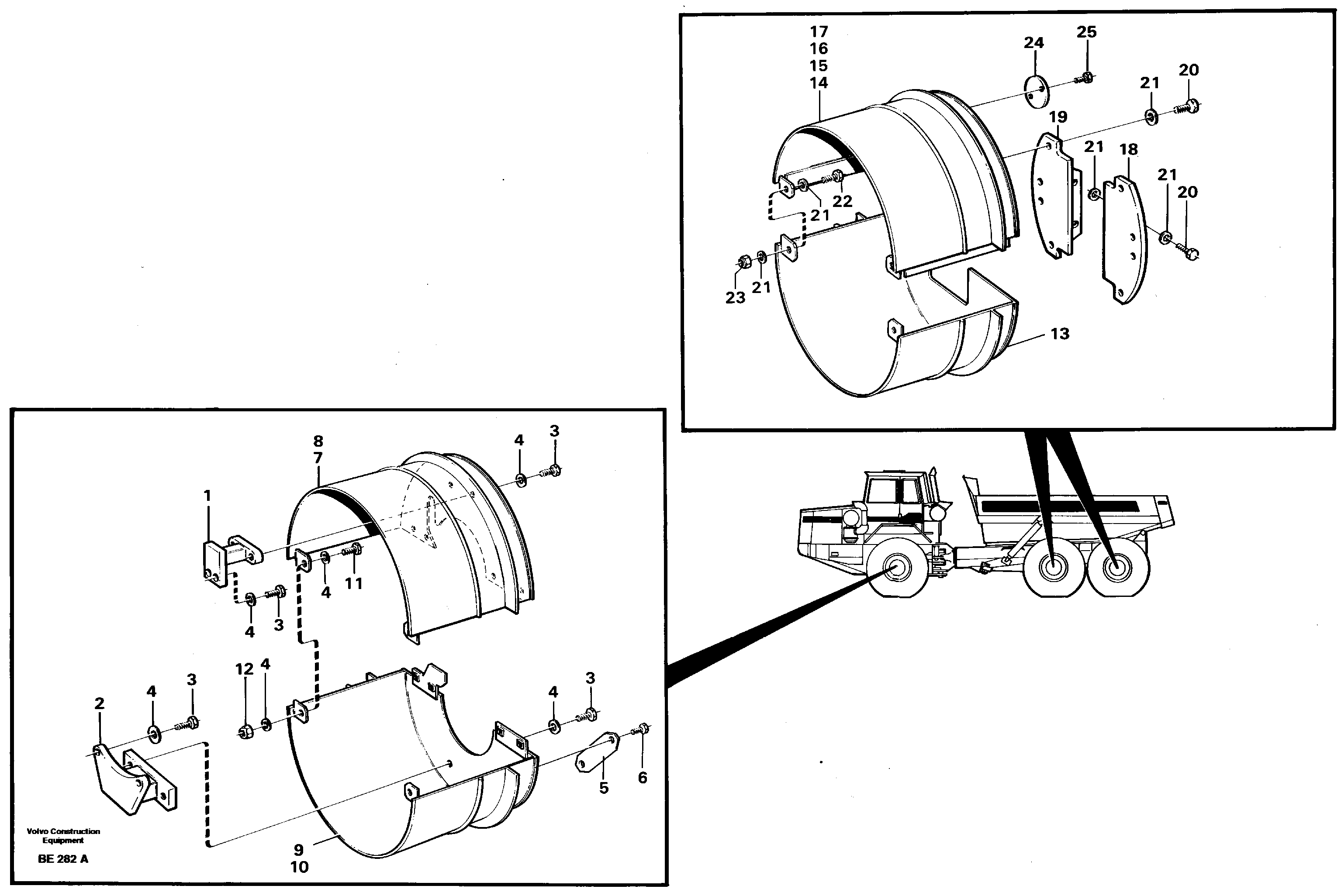 Brake shield 91391 SER NO - 1401. STD SER NO 1402 - 1826 — volvo parts diagram