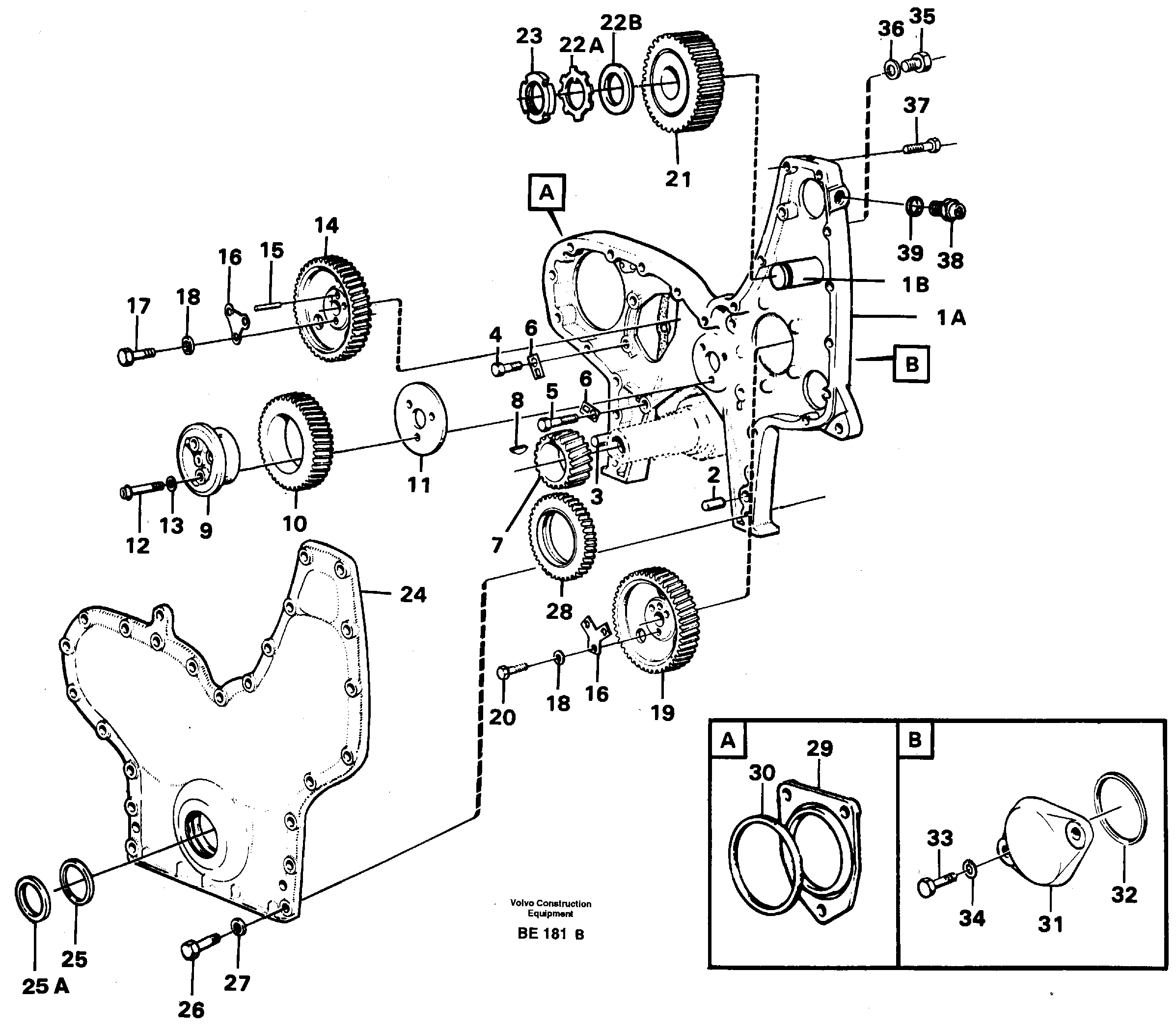 Timing gear casing and gears — volvo parts diagram