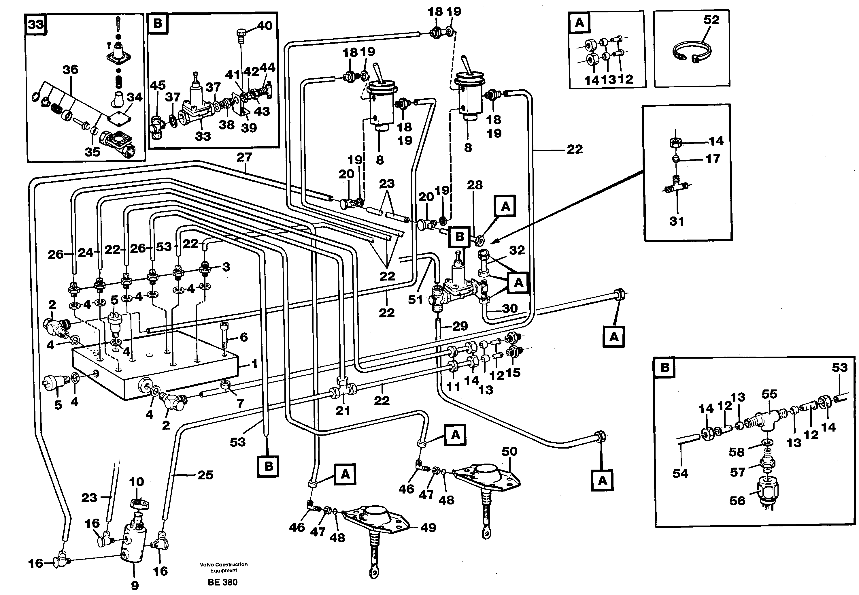 Pneumatic system: Differential, cab  SER NO 3031 - — volvo parts diagram