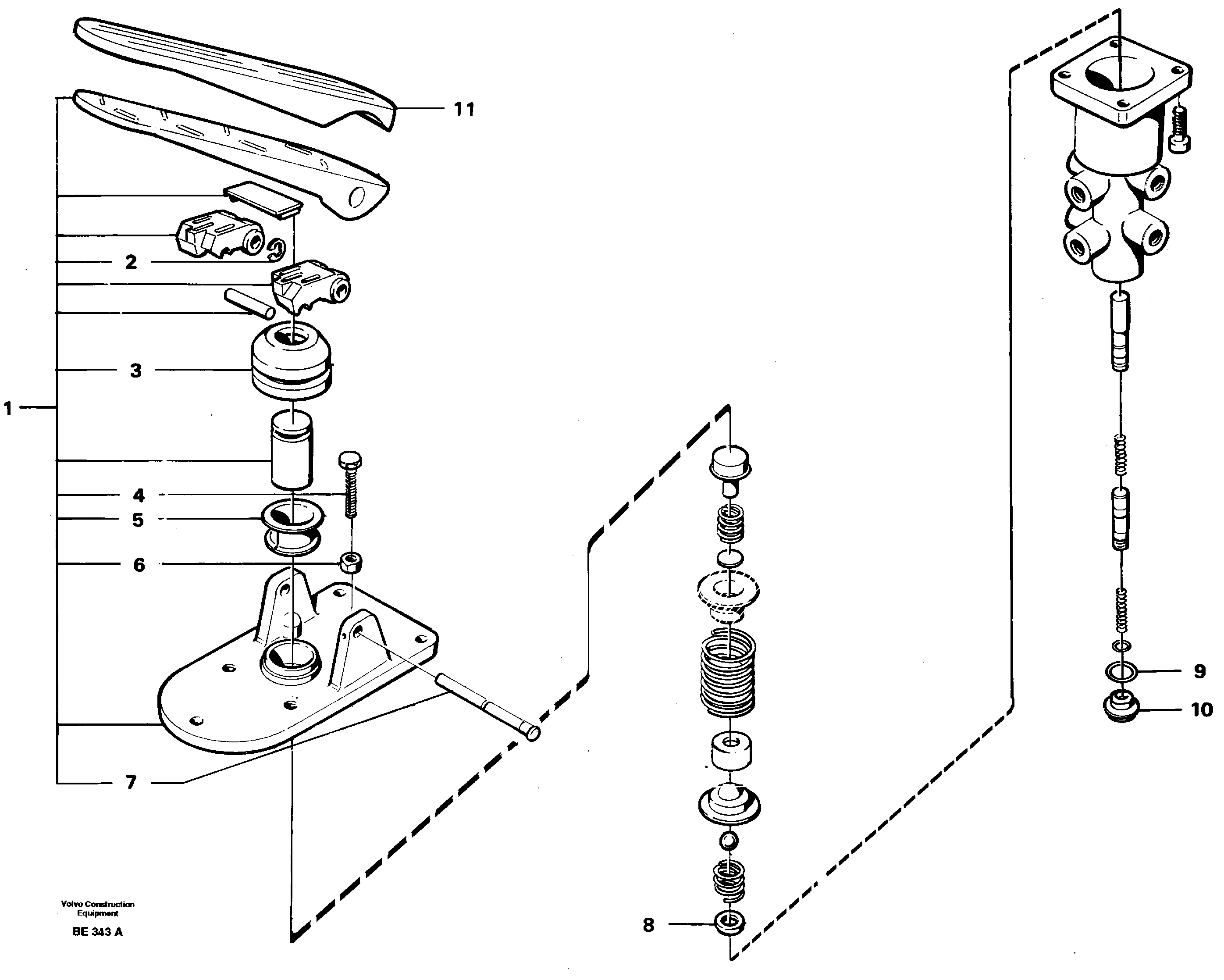 Footbrake valve  CAB 1827 -, CAB 1830 - (USA) — volvo parts diagram