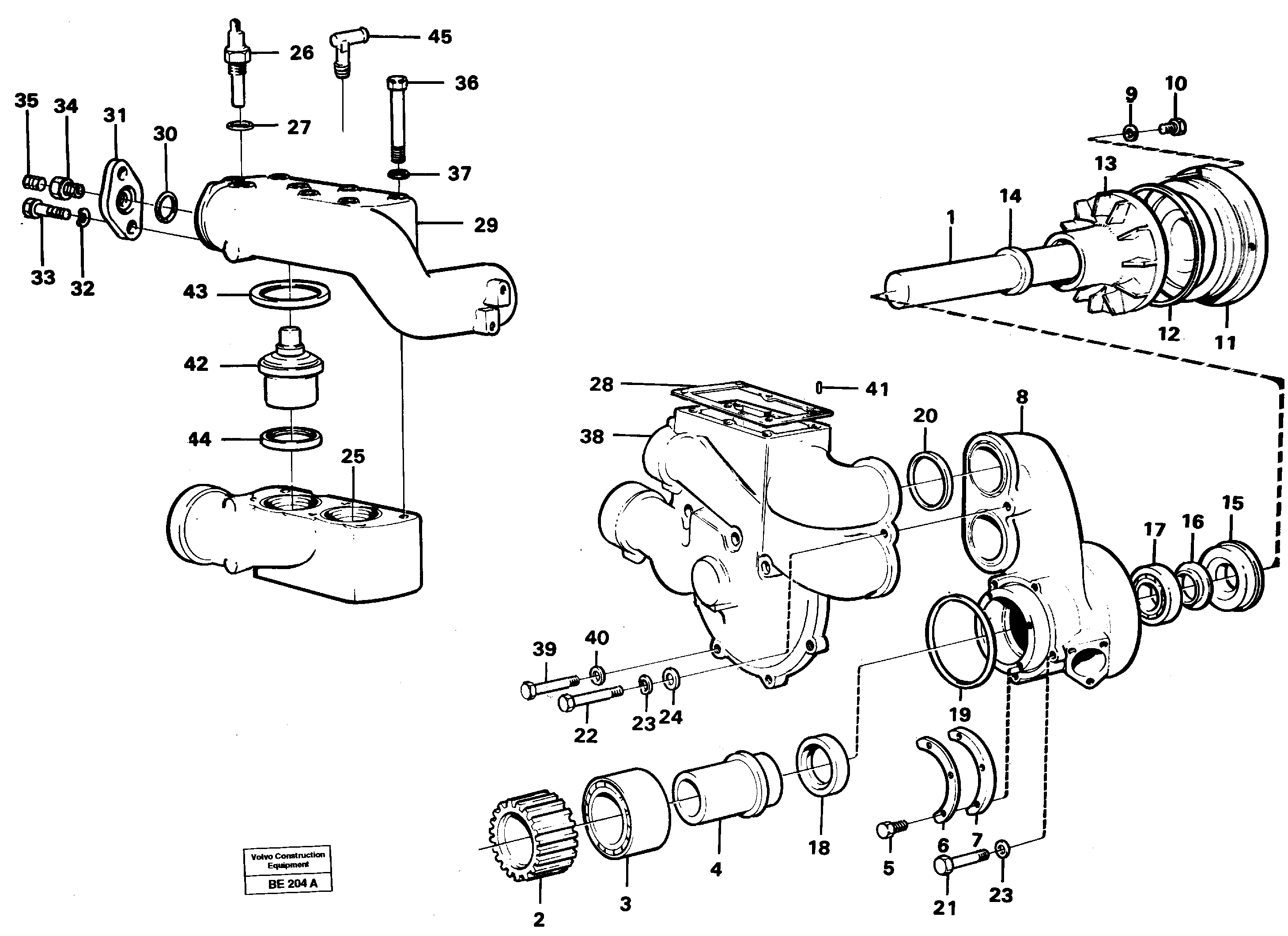 Water pump and thermostat housing — volvo parts diagram